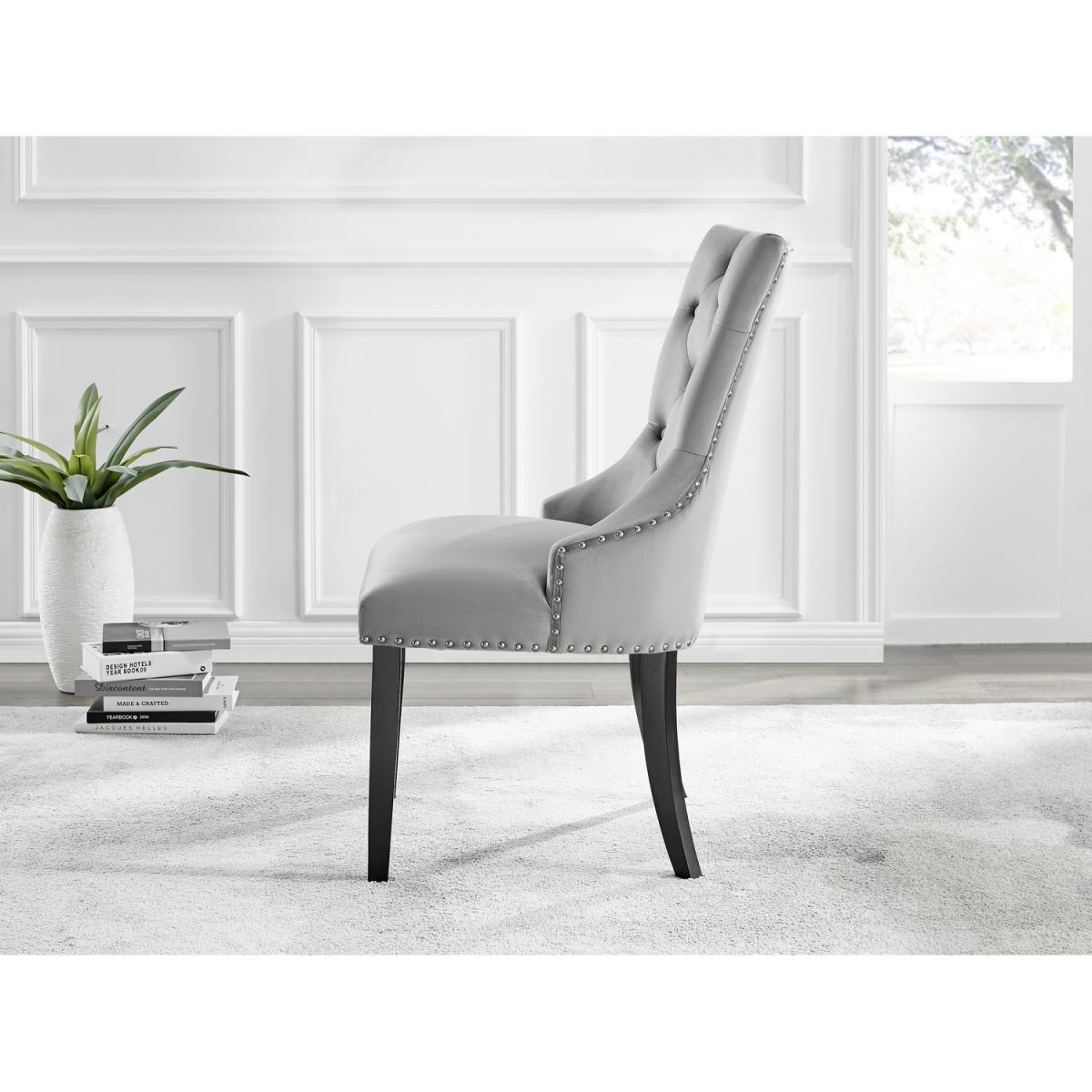 Athens White Marble Dining Table and 6 Belgravia Black Leg Chairs - Blue – image 16