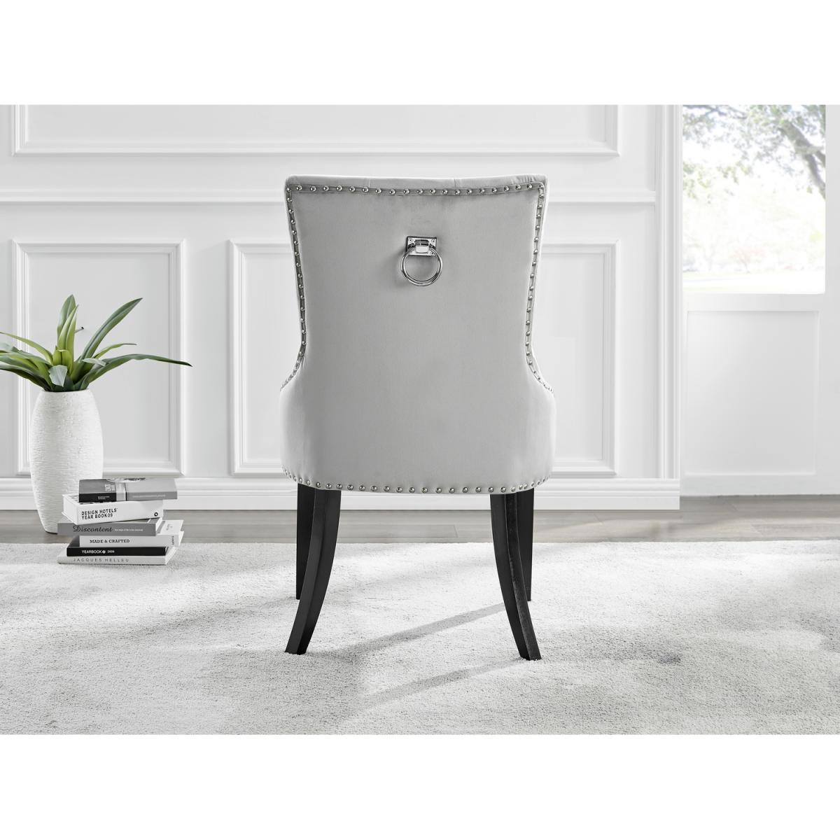 Athens White Marble Dining Table and 6 Belgravia Black Leg Chairs - Blue – image 19