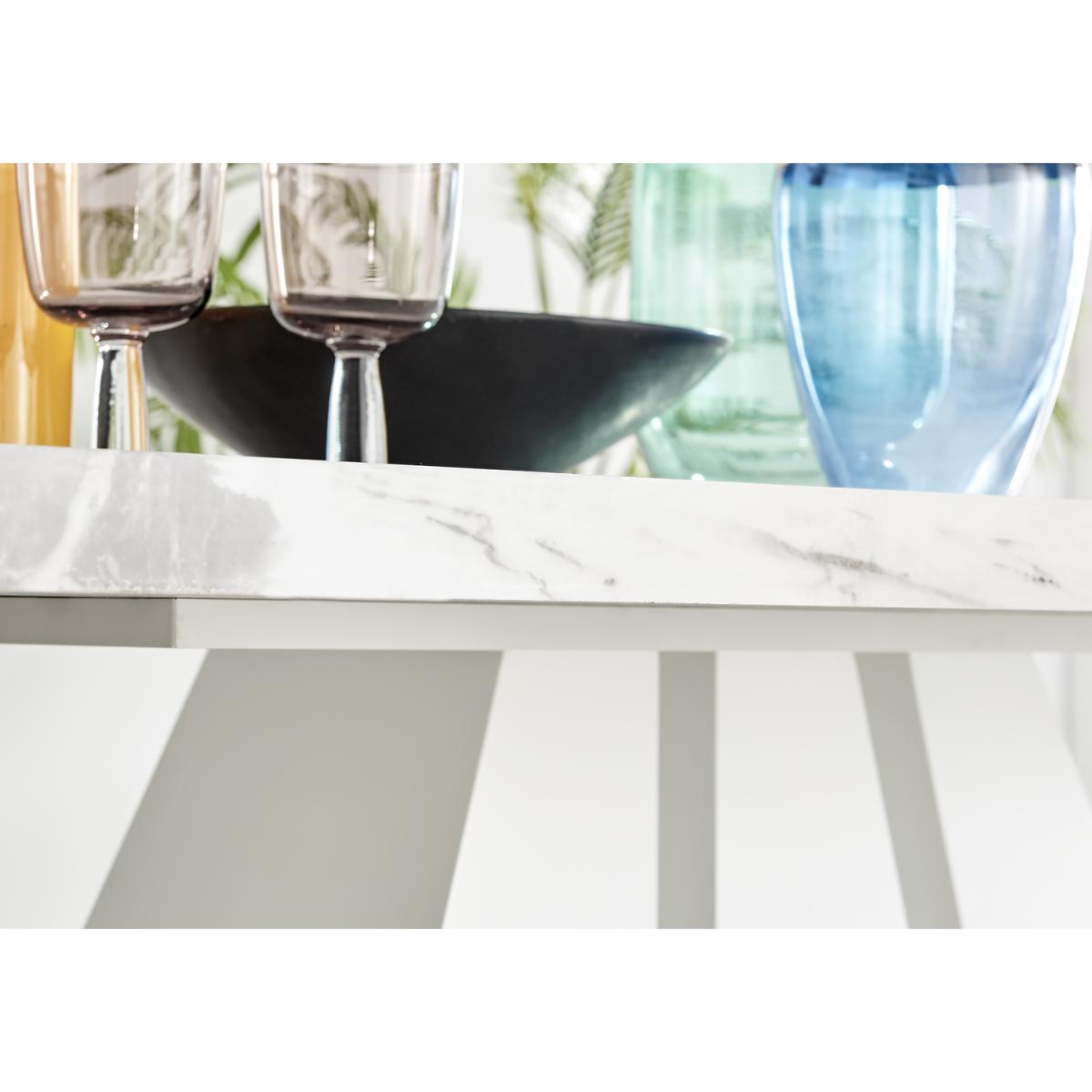 Athens White Marble Dining Table and 6 Belgravia Black Leg Chairs - Blue – image 3