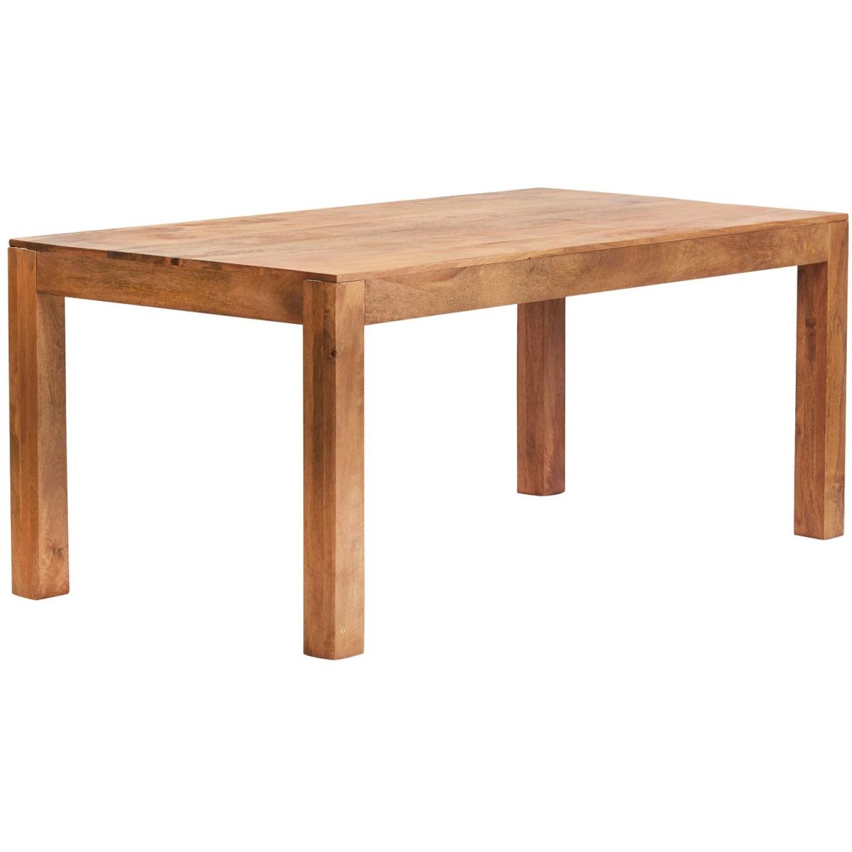 Solid Light Mango Wood 6 FT Dining Set with Bench and 4 Leather Chairs - Light Wood – image 2
