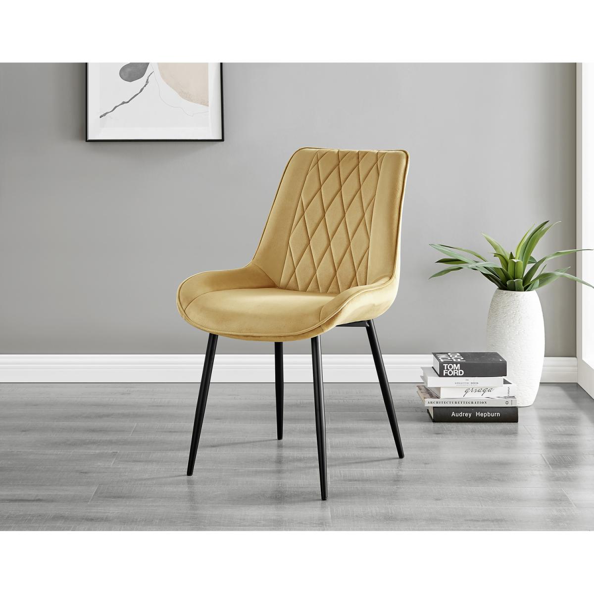 Santorini White Round Dining Table with 6 Pesaro Black Leg Chairs - Cream – image 21