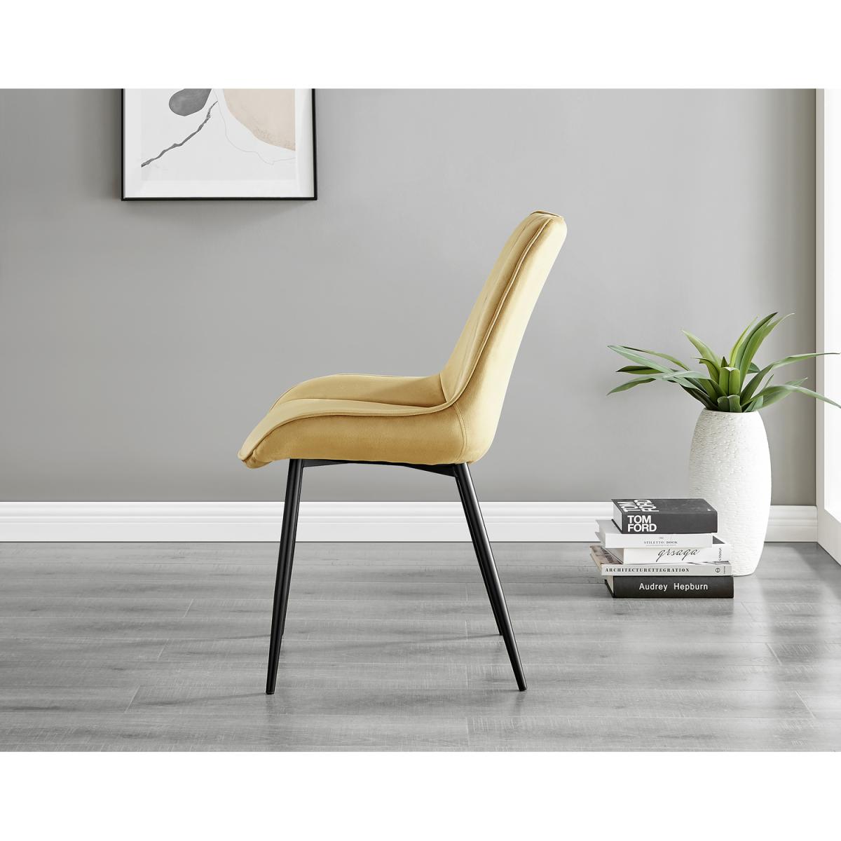 Santorini White Round Dining Table with 6 Pesaro Black Leg Chairs - Cream – image 23