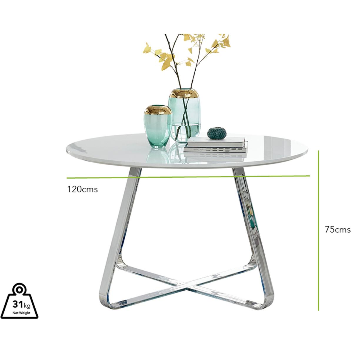 Santorini White Round Dining Table with 6 Pesaro Black Leg Chairs - Cream – image 5