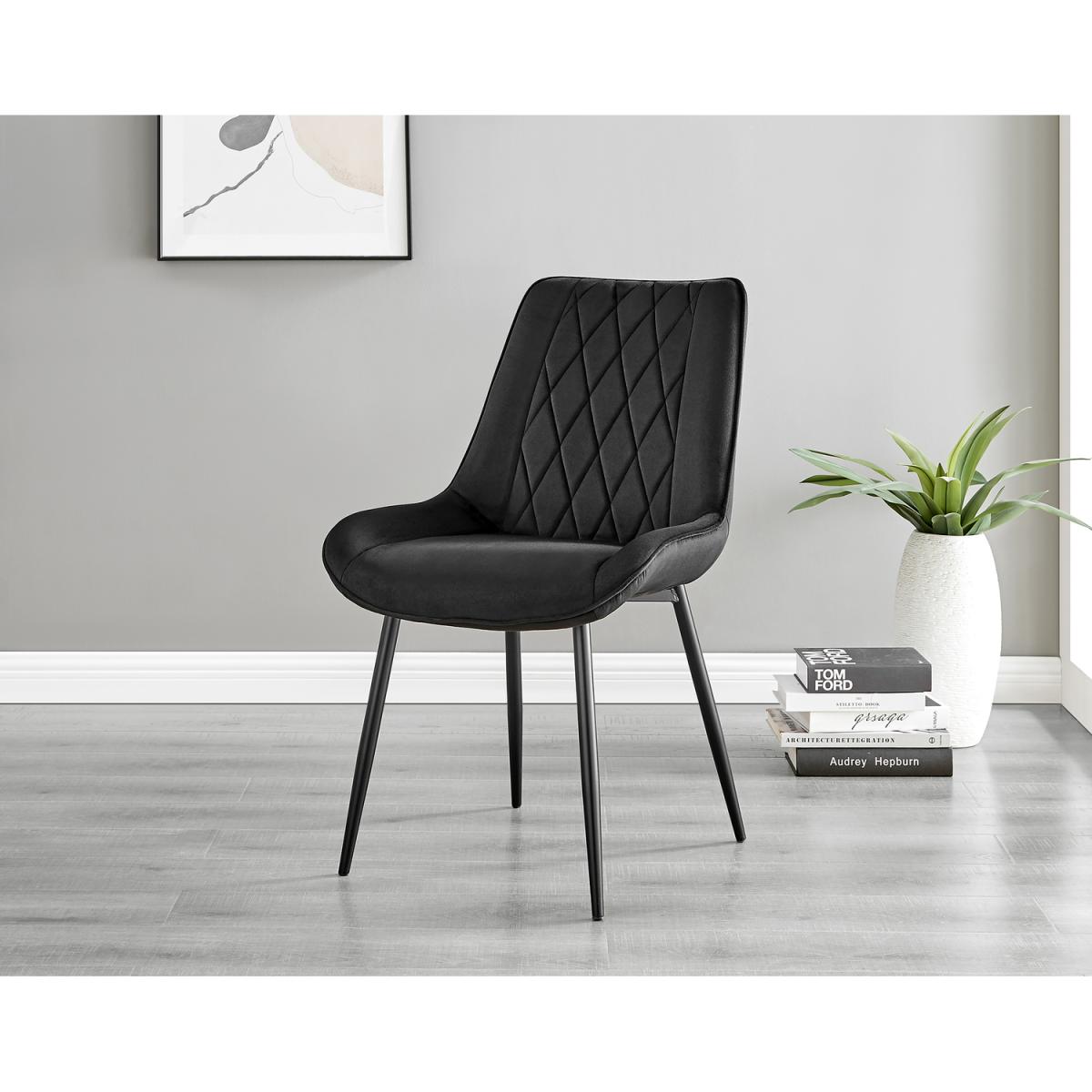 Santorini White Round Dining Table with 6 Pesaro Black Leg Chairs - Cream – image 6