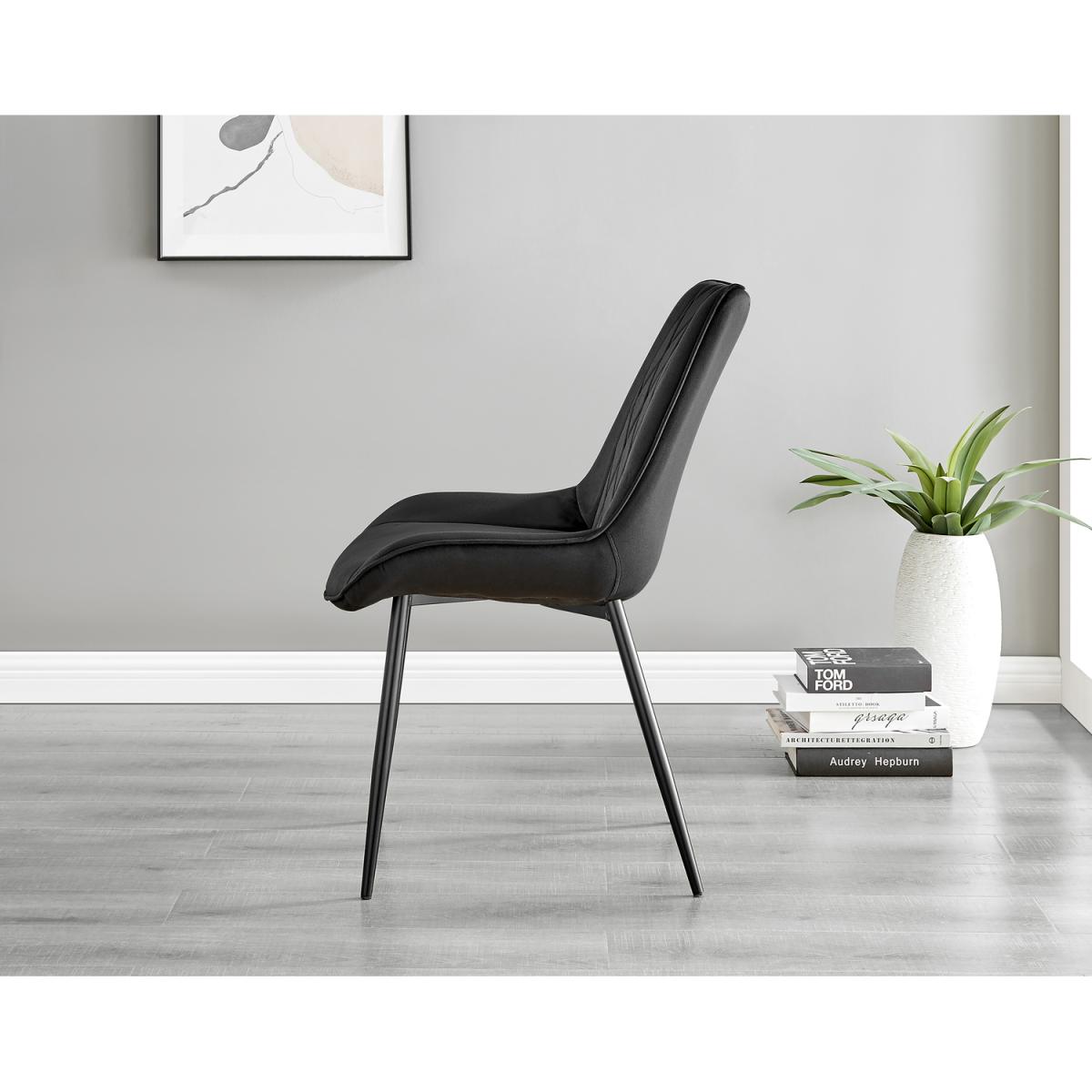 Santorini White Round Dining Table with 6 Pesaro Black Leg Chairs - Cream – image 8