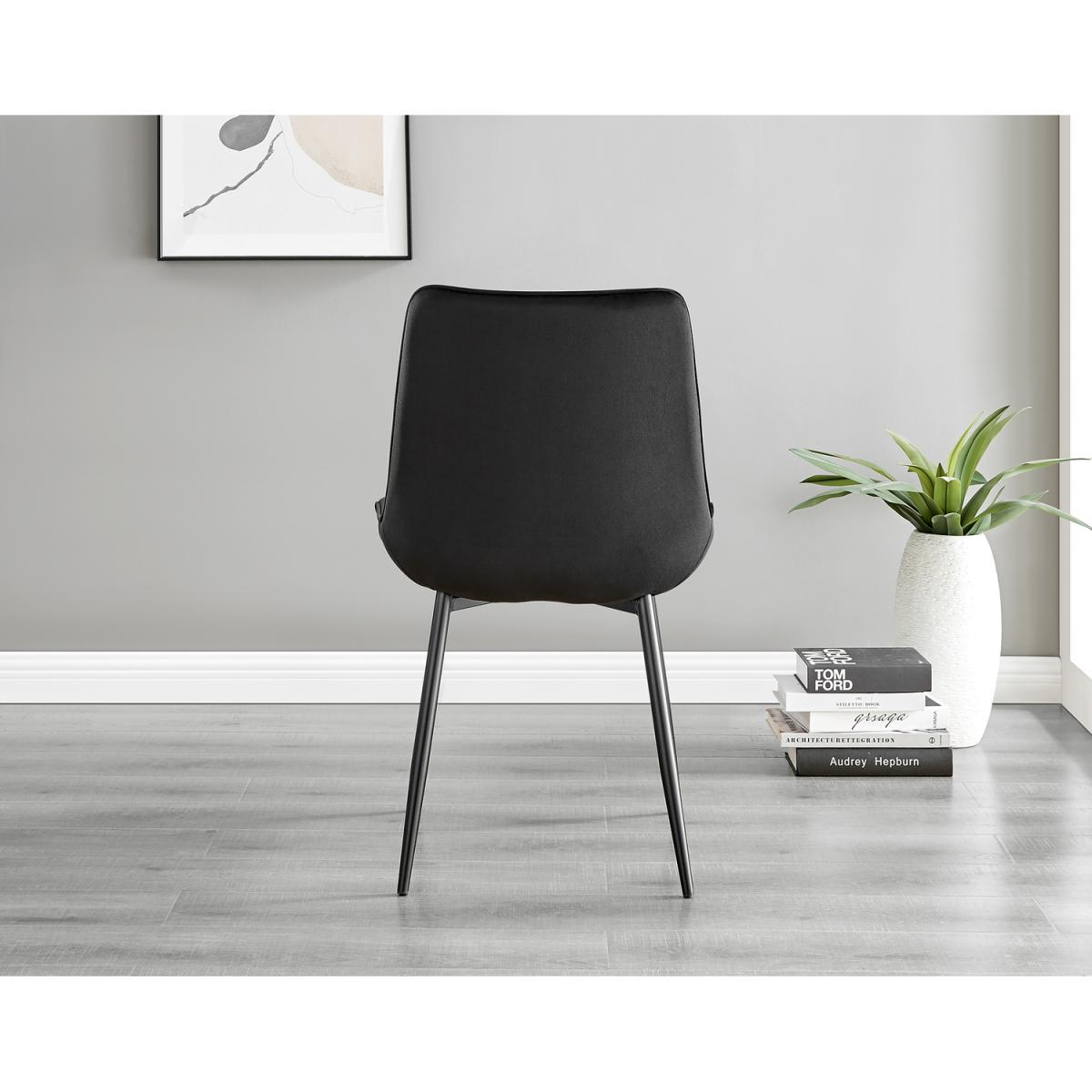 Santorini White Round Dining Table with 6 Pesaro Black Leg Chairs - Cream – image 9