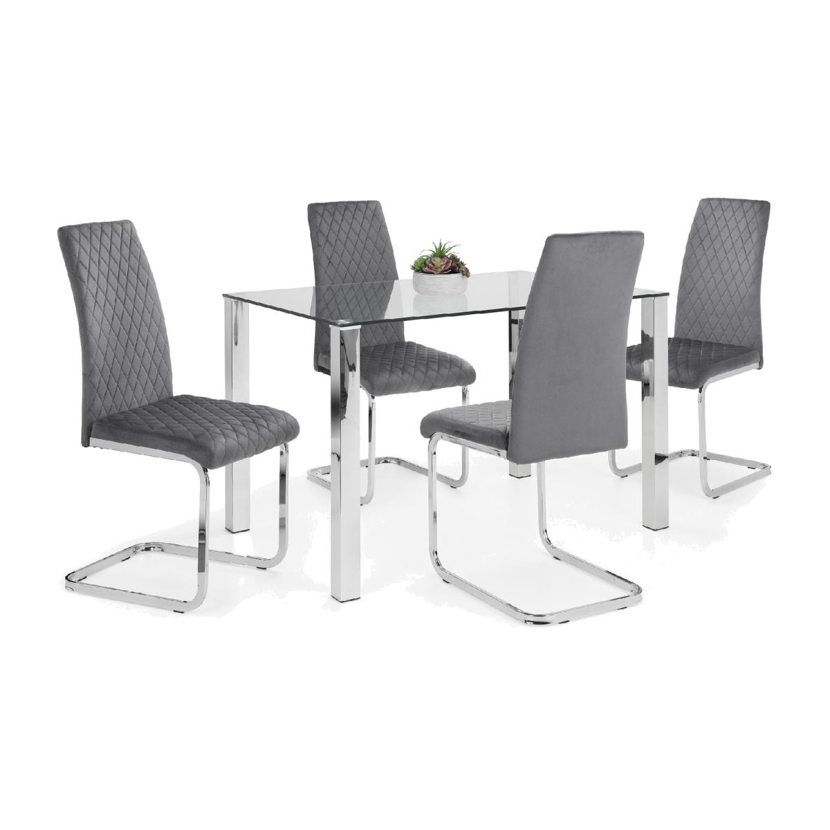 Enzo Dining Table and Calabria Chairs Set - Grey – image 1