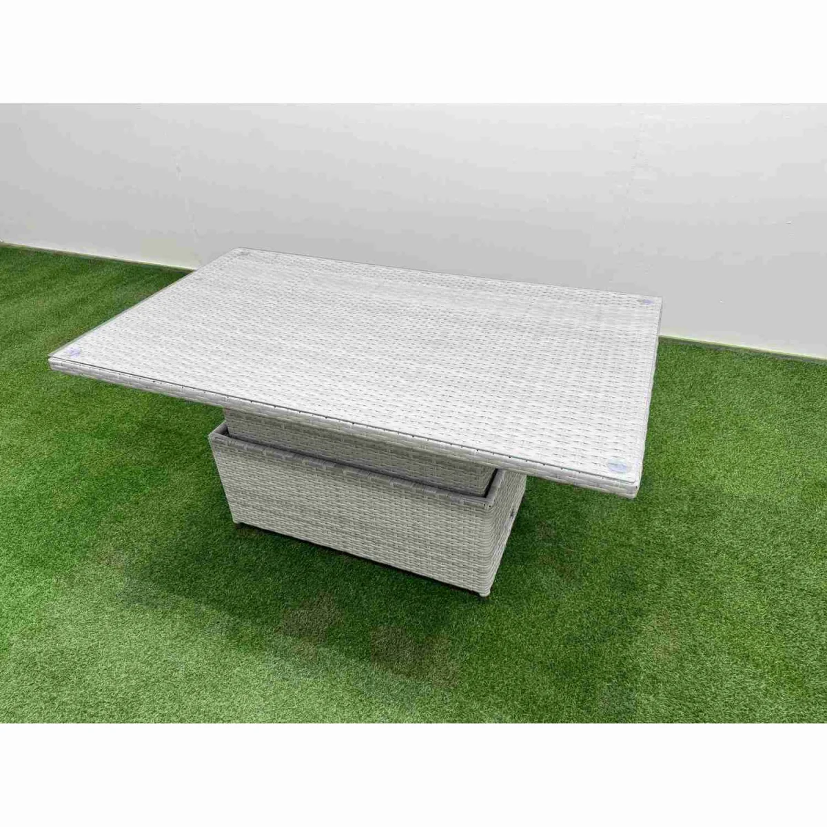 Fimous 7-Piece Rattan Dining Set with Adjustable Table, Light Grey - Light Grey Mixed – image 3