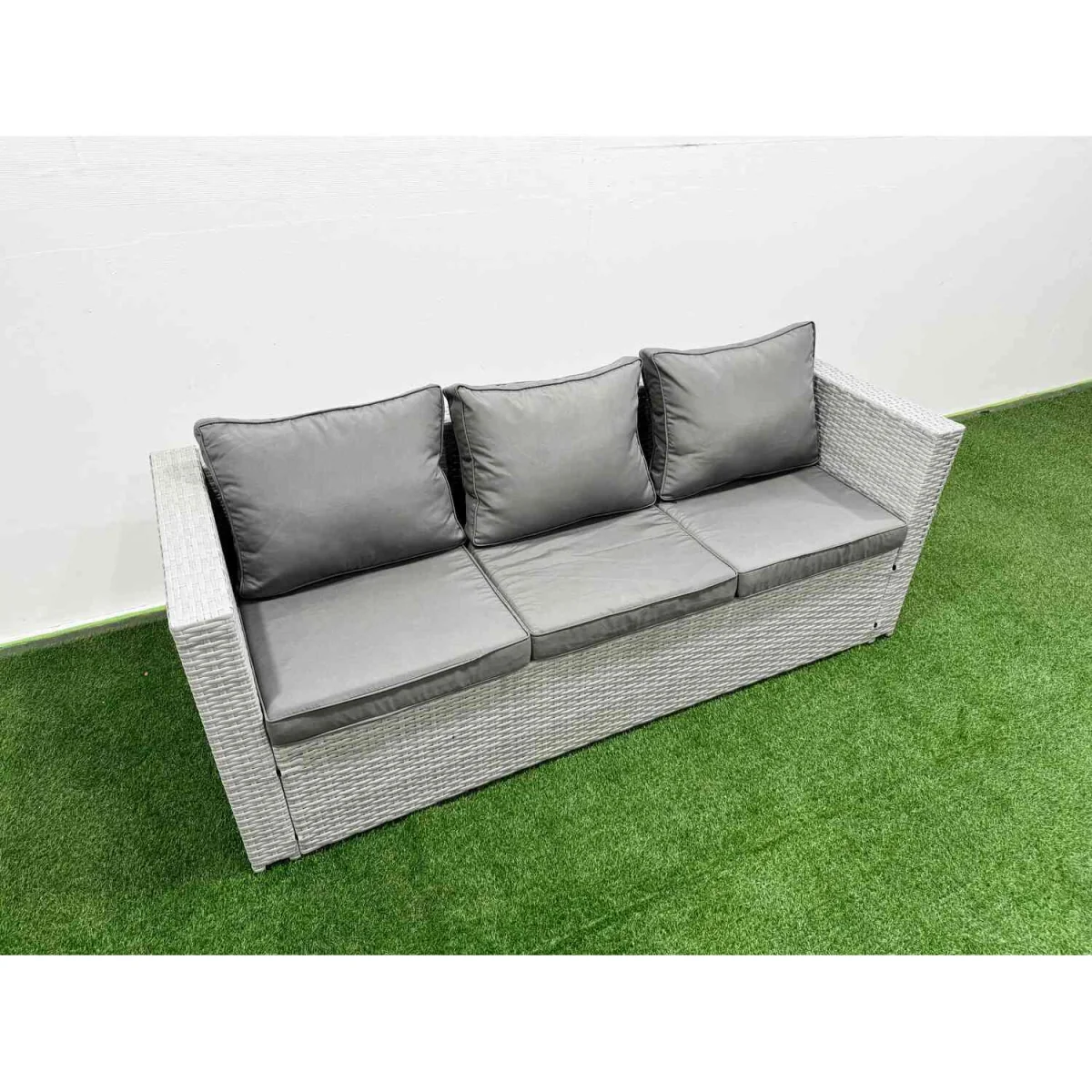 Fimous 7-Piece Rattan Dining Set with Adjustable Table, Light Grey - Light Grey Mixed – image 4
