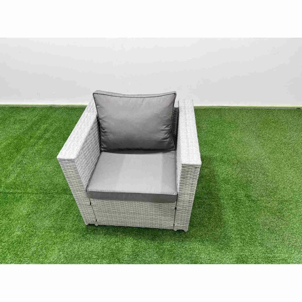 Fimous 7-Piece Rattan Dining Set with Adjustable Table, Light Grey - Light Grey Mixed – image 5