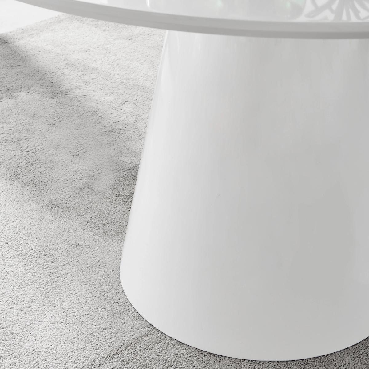 Palma White High Gloss Round Dining Table Pesaro Silver Leg Chairs - Blue / Dining Table & 4 Chairs – image 6