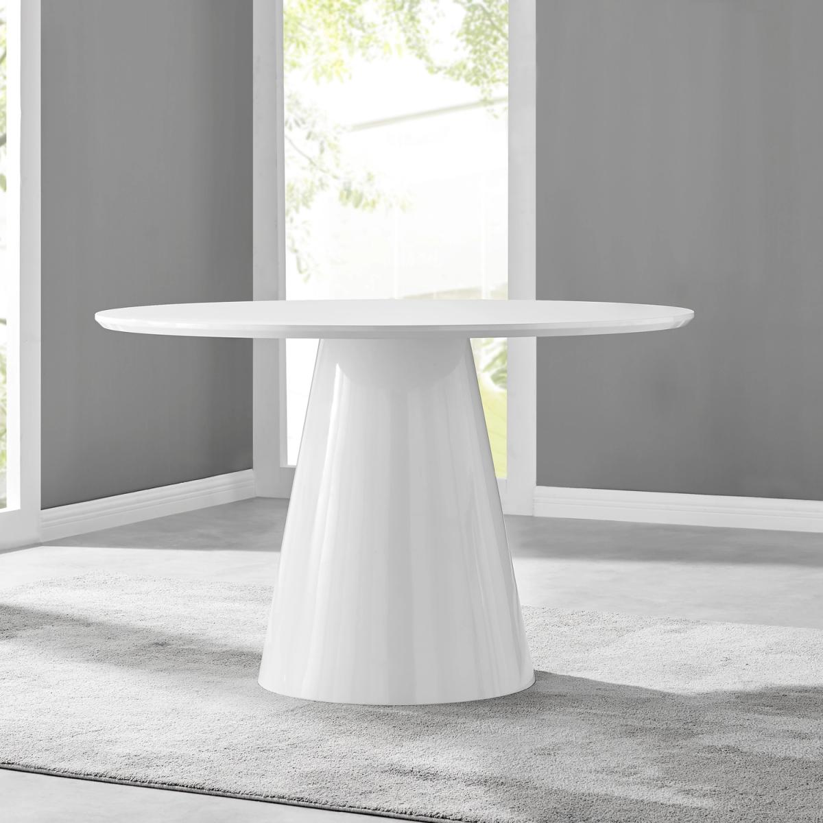 Palma White High Gloss Round Dining Table Pesaro Silver Leg Chairs - Blue / Dining Table & 4 Chairs – image 7