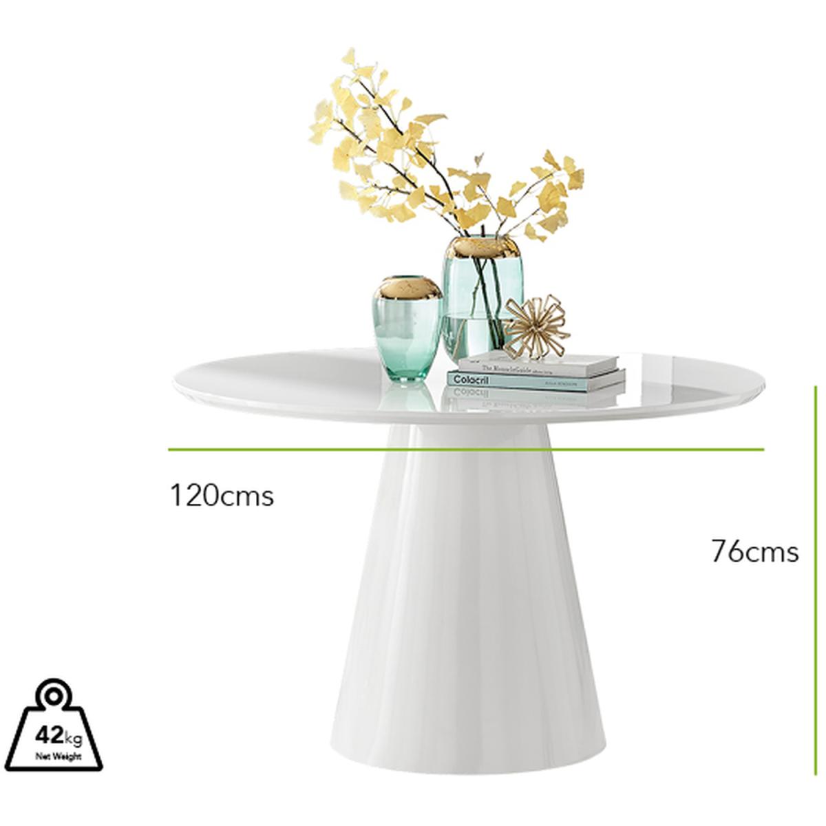 Palma White High Gloss Round Dining Table Pesaro Silver Leg Chairs - Blue / Dining Table & 4 Chairs – image 8