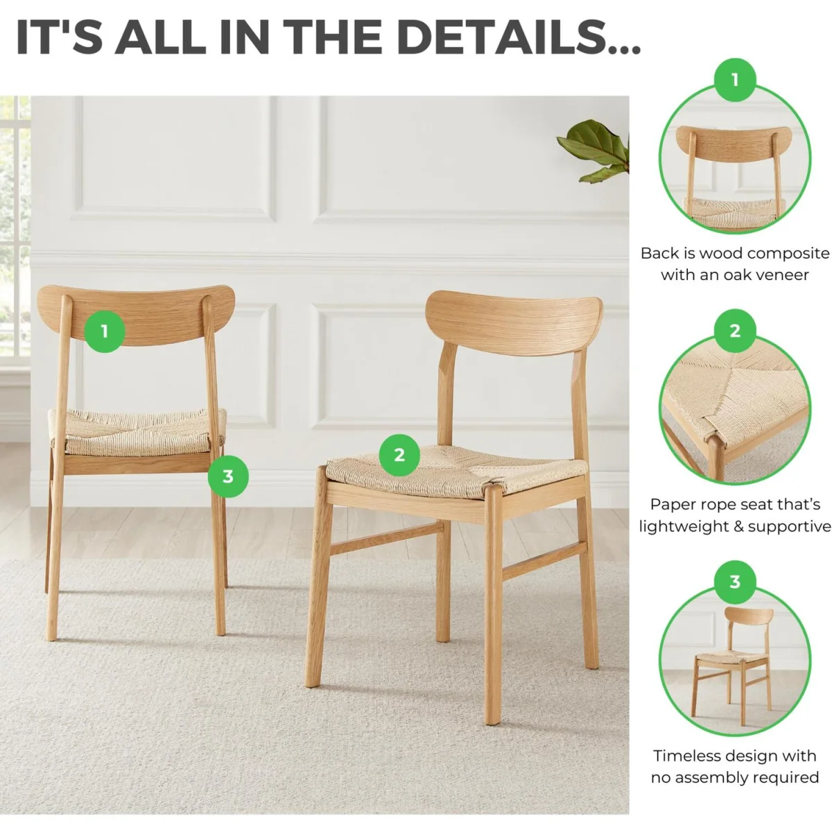 Mette Round Oak Veneer Dining Table 4 Bonnie Chairs - Oak – image 16