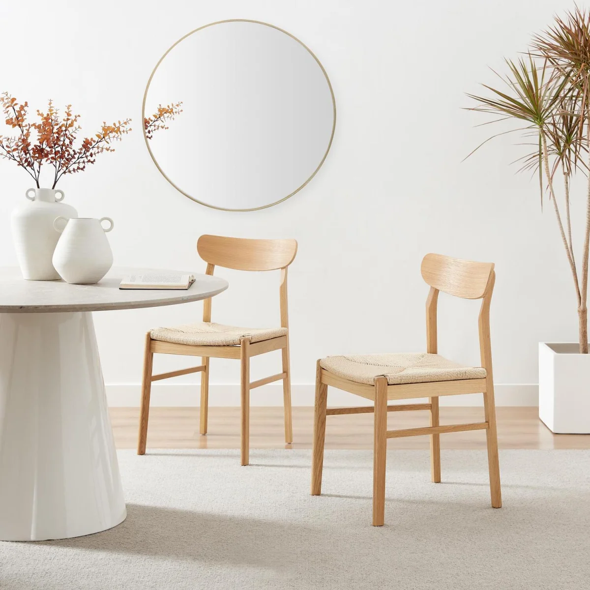 Mette Round Oak Veneer Dining Table 4 Bonnie Chairs - Oak – image 20