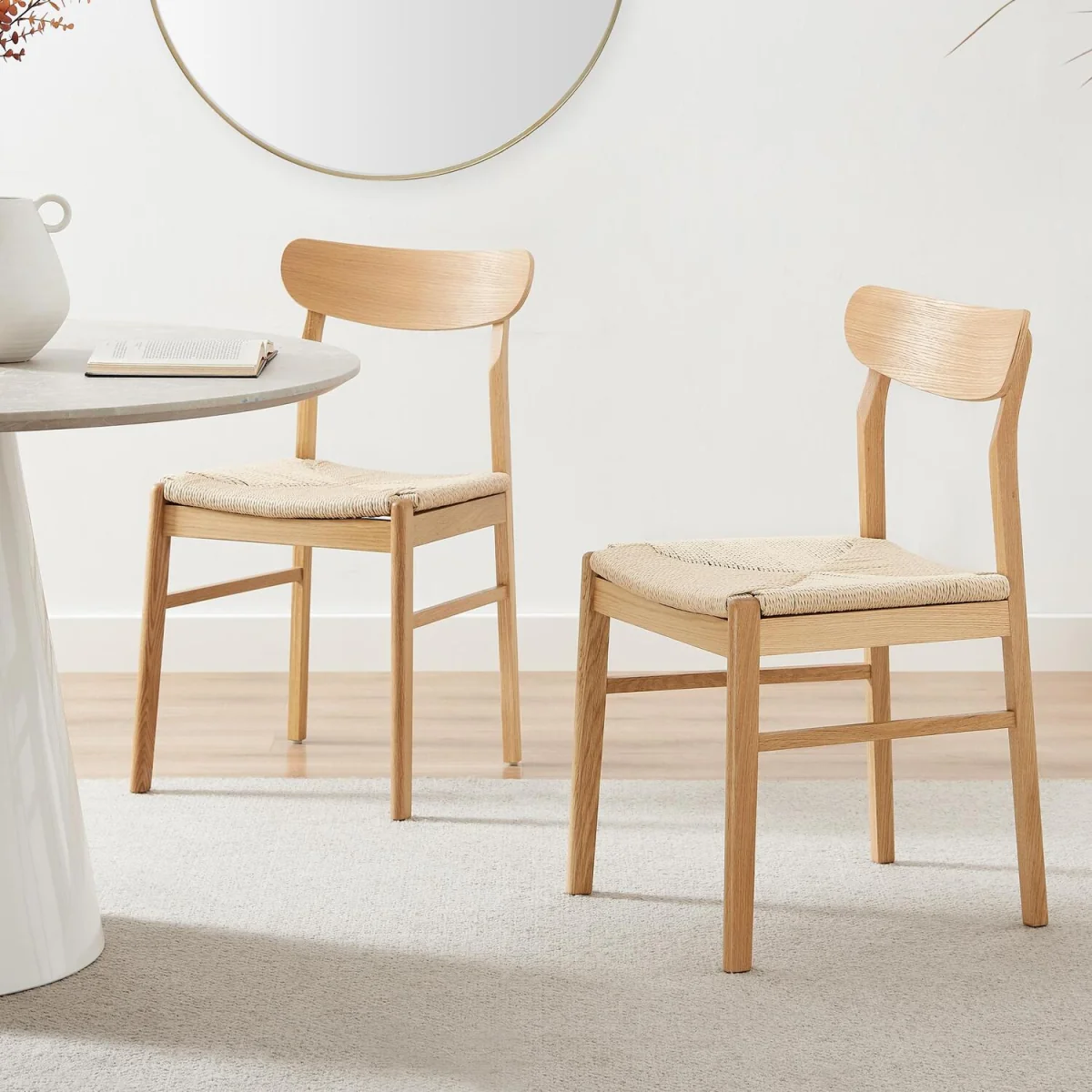 Mette Round Oak Veneer Dining Table 4 Bonnie Chairs - Oak – image 9