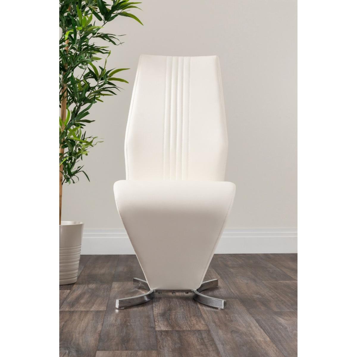 Florini White Glass And Metal V Dining Table And 6 Willow Dining Chairs Set - White – image 5
