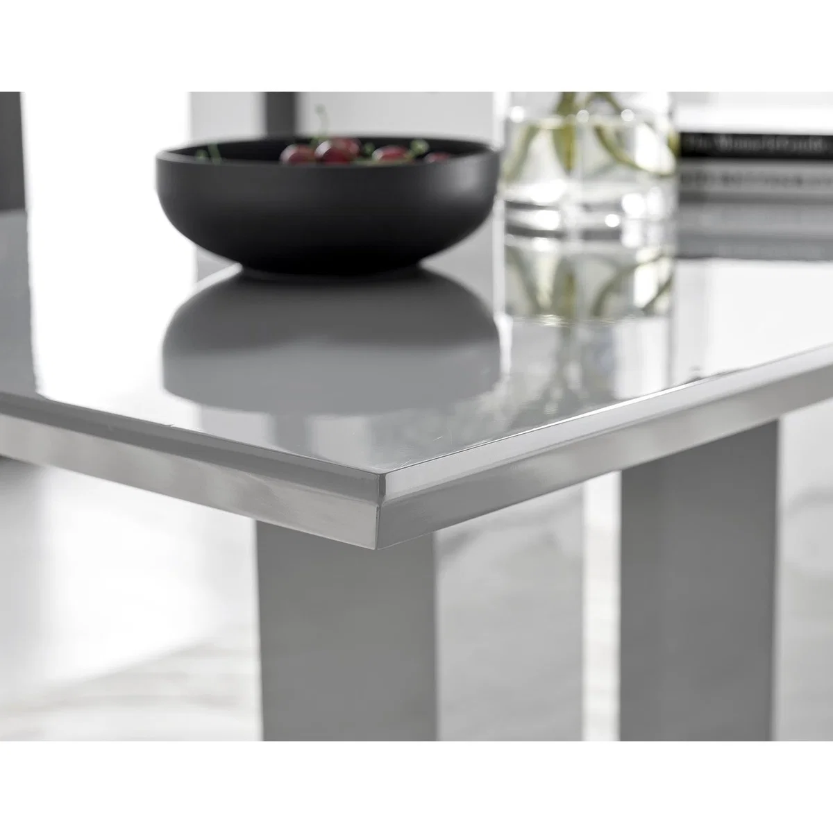 Imperia 4 Modern Grey High Gloss Dining Table And 4 Willow Chairs Set - Yellow – image 11