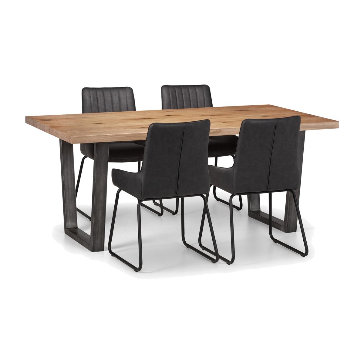 Brooklyn Oak Rectangular Table and Soho Chairs Set - Grey / 1 Table and 4 Chairs – image 1