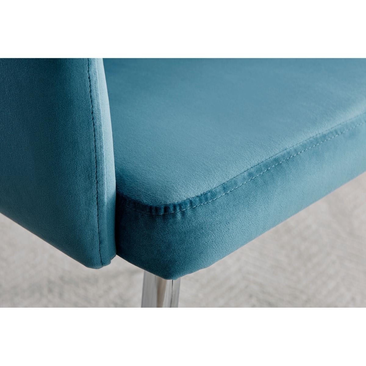 Malmo Glass and Wooden Leg Dining Table and 4 Calla Silver Leg Chairs - Blue – image 5