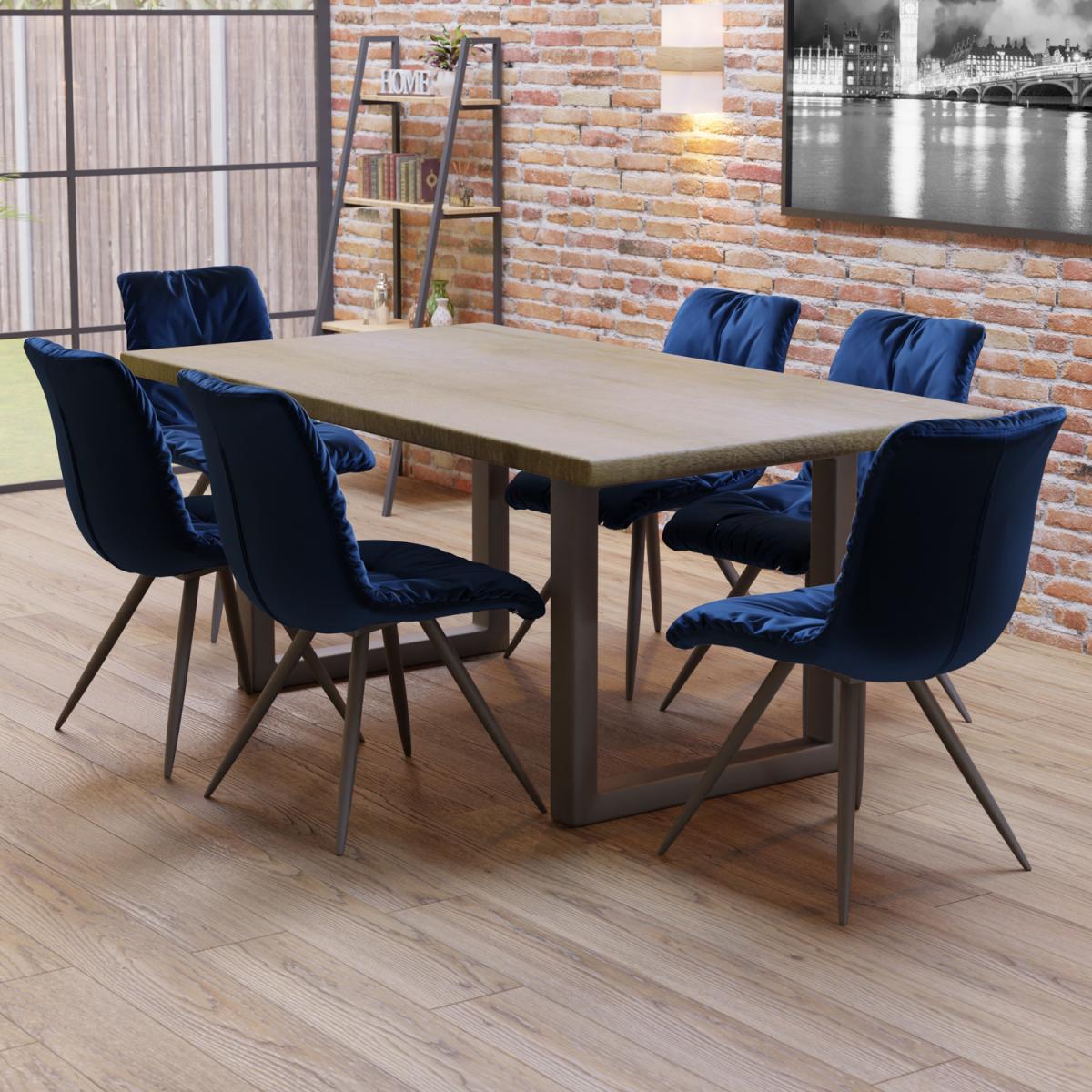Burton Dining Set - Light Brown / Blue – image 4