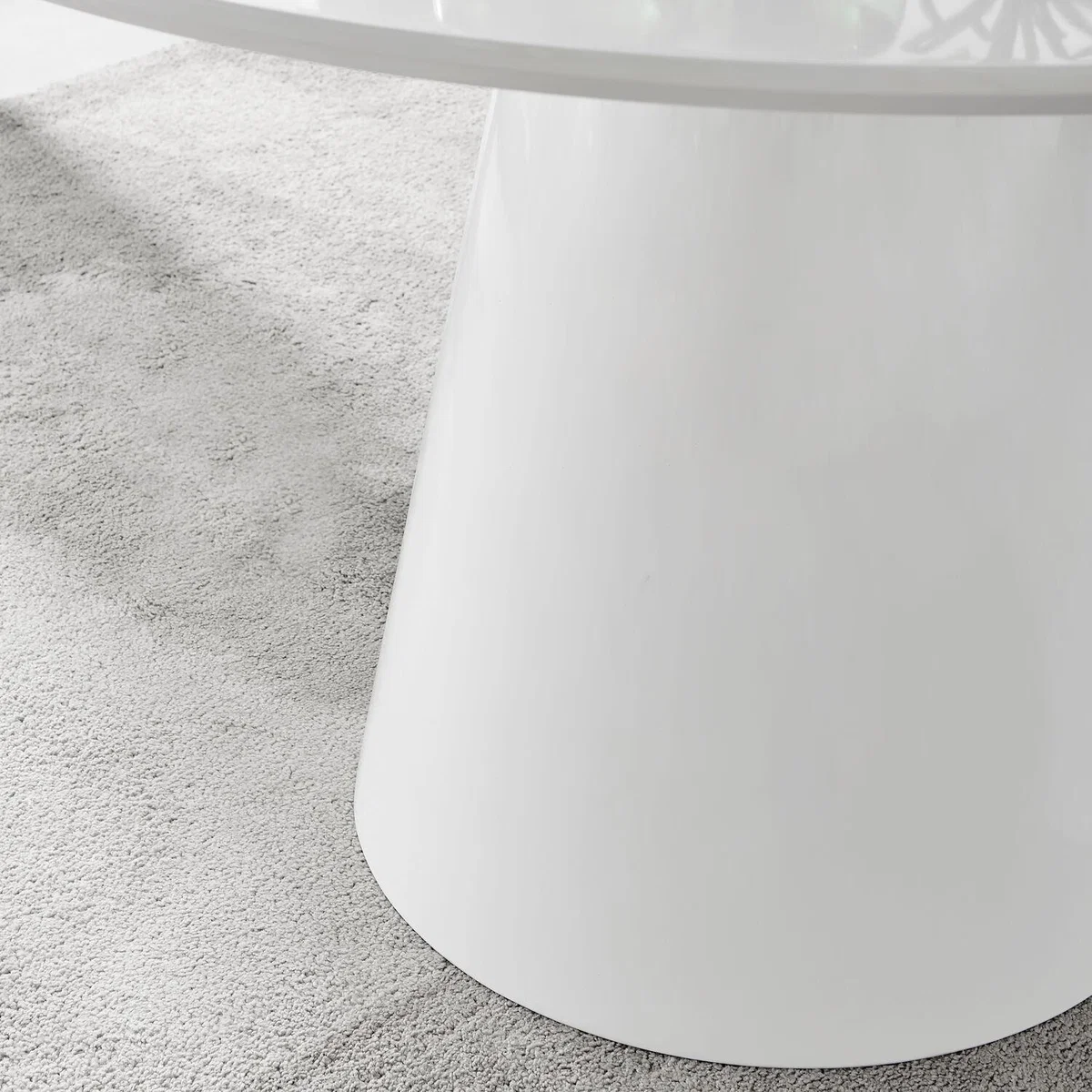 Palma White High Gloss Round Dining Table and 6 Milan Chrome Leg Chairs - Black – image 11
