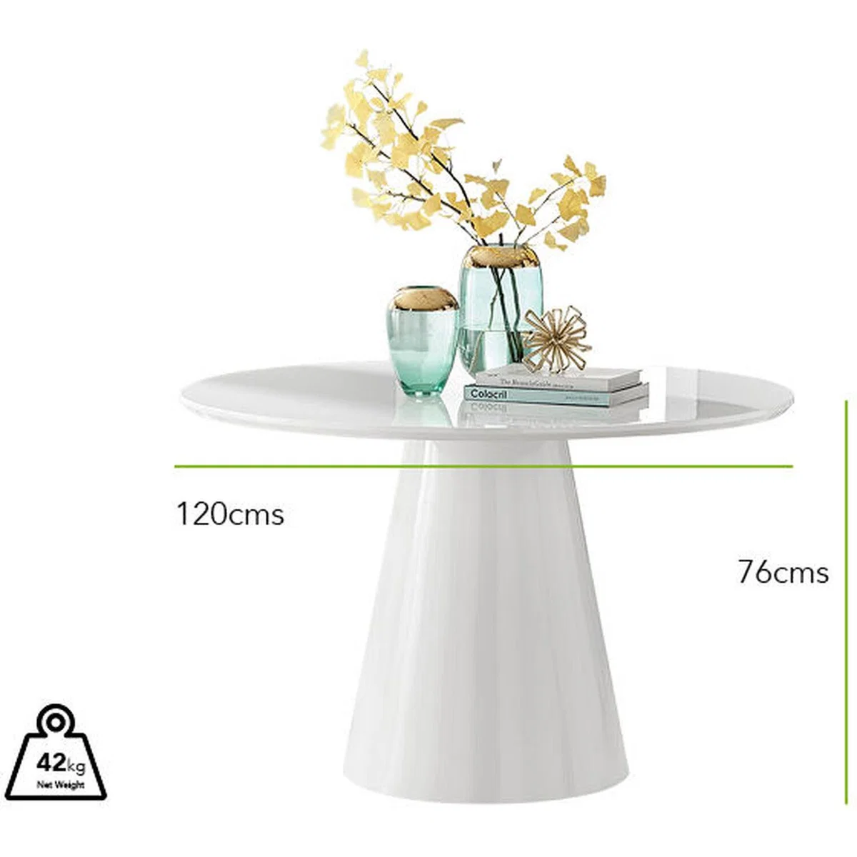 Palma White High Gloss Round Dining Table and 6 Milan Chrome Leg Chairs - Black – image 13