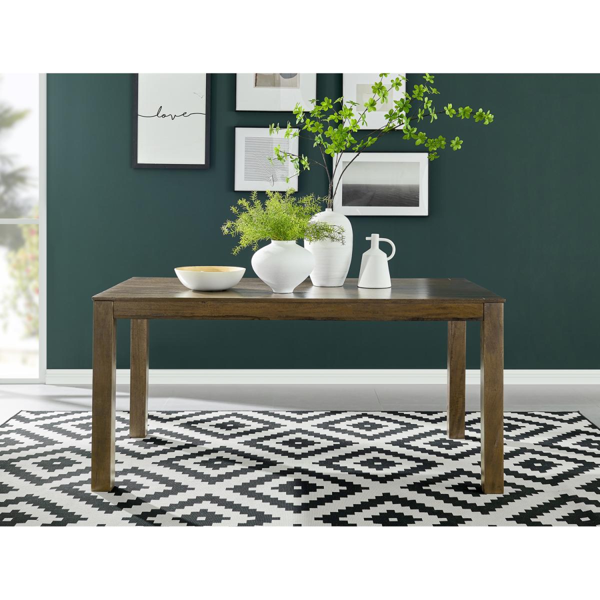 Anders Dark Walnut Wood Dining Table and 6 Willow Chairs - Mustard – image 2