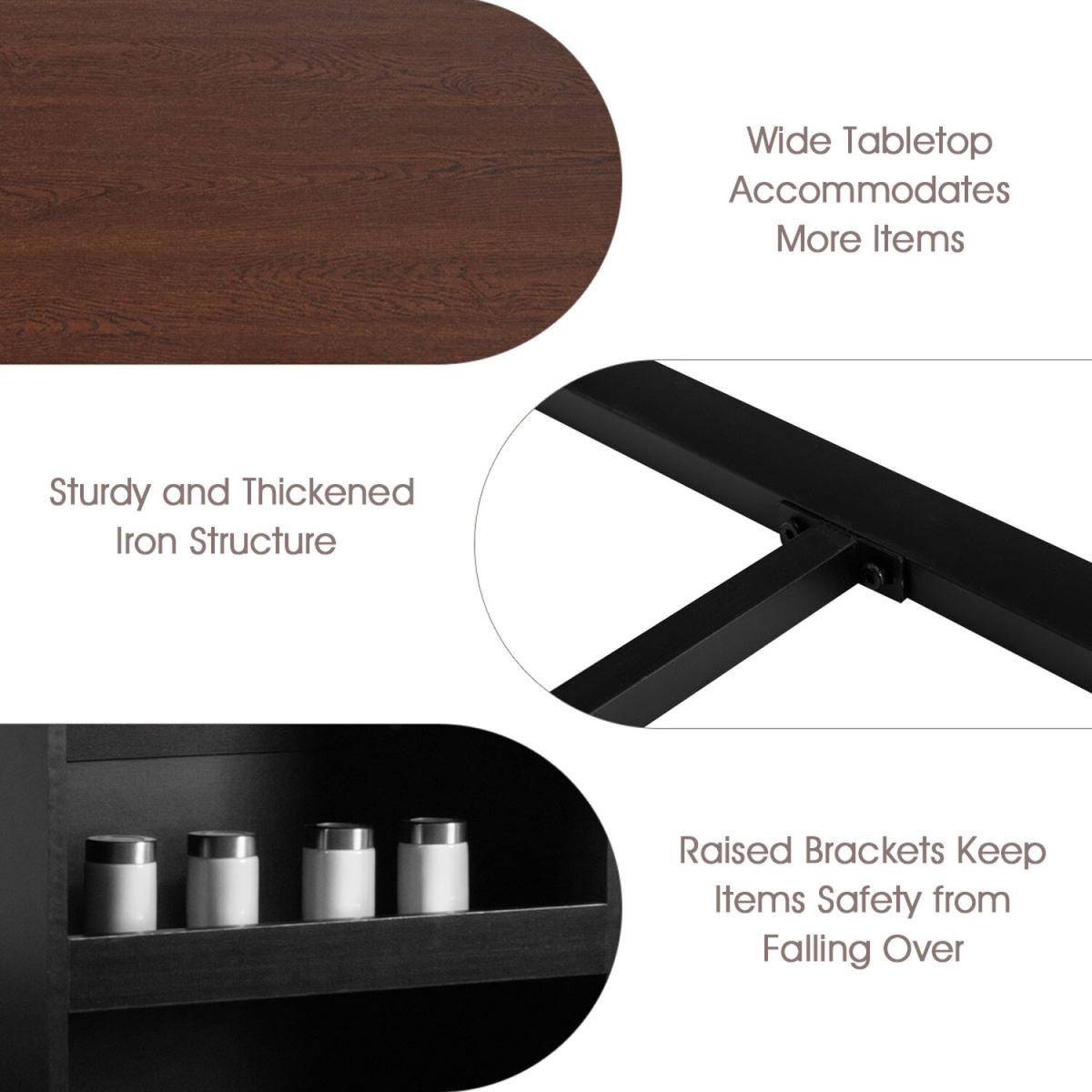 Costway 3 Piece Bar Pub Counter Table Set-Brown - Brown – image 4