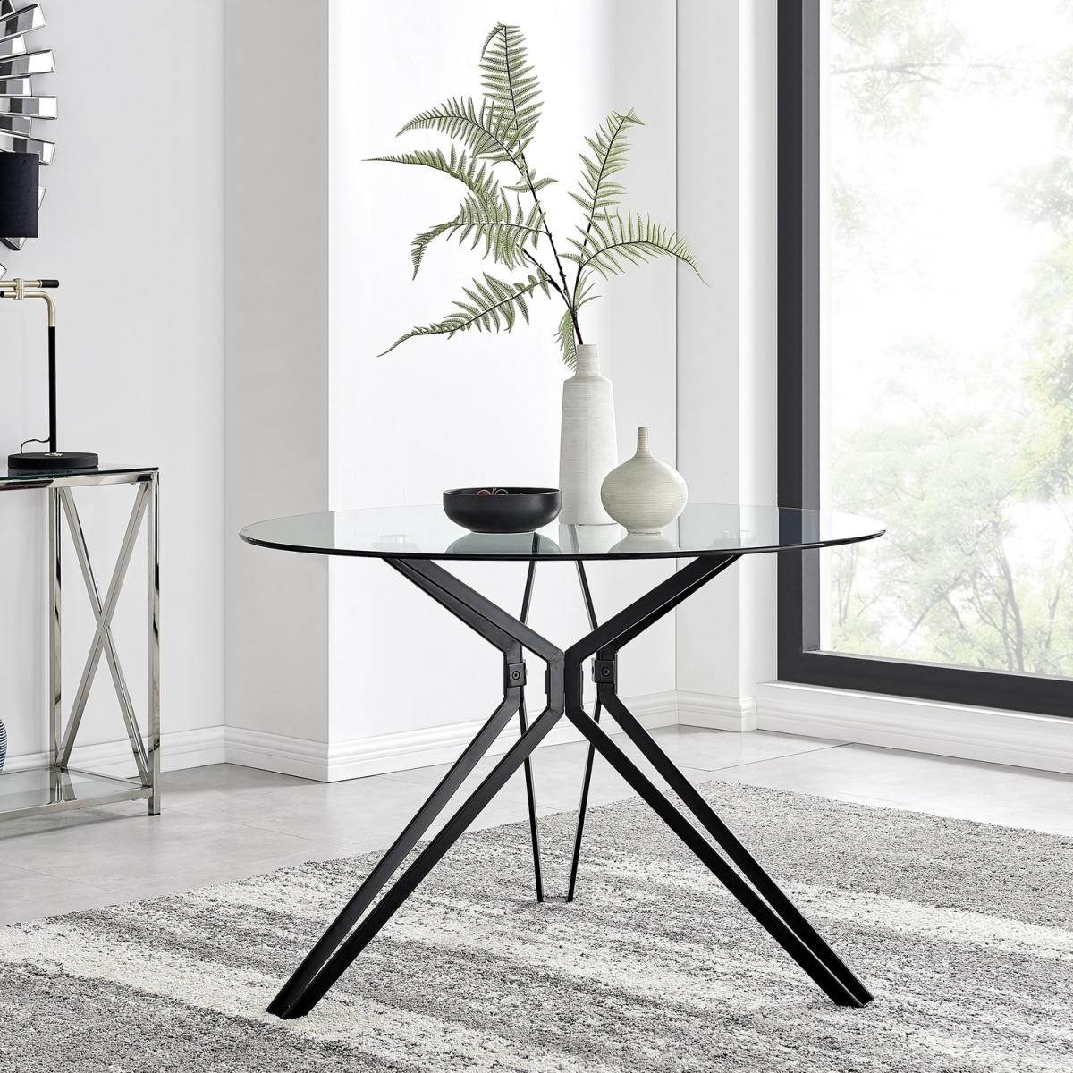 Cascina Glass Chrome Leg Dining Table 4 Isco Chairs - Grey – image 8