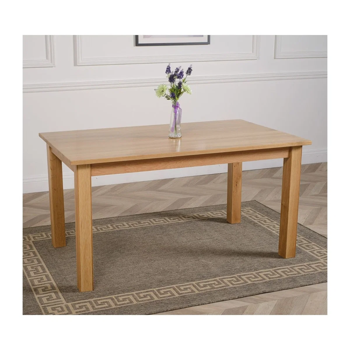 Oslo 150 x 90 cm Medium Oak Dining Table and 6 Lola Leather Chairs - Red – image 2
