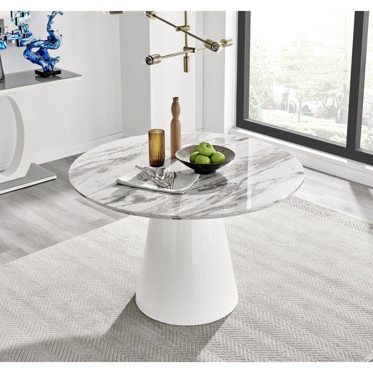 Palma White Marble Effect Dining Table and 6 Corona Silver Chairs - Black – image 8
