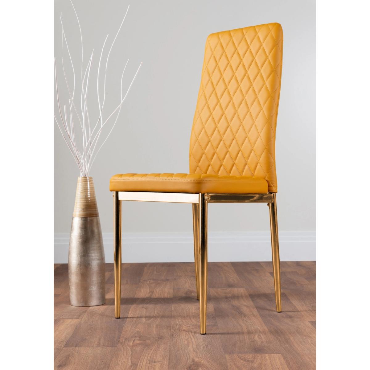 Giovani Round Grey Large 120cm Table  6 Gold Leg Milan Chairs - Mustard – image 2