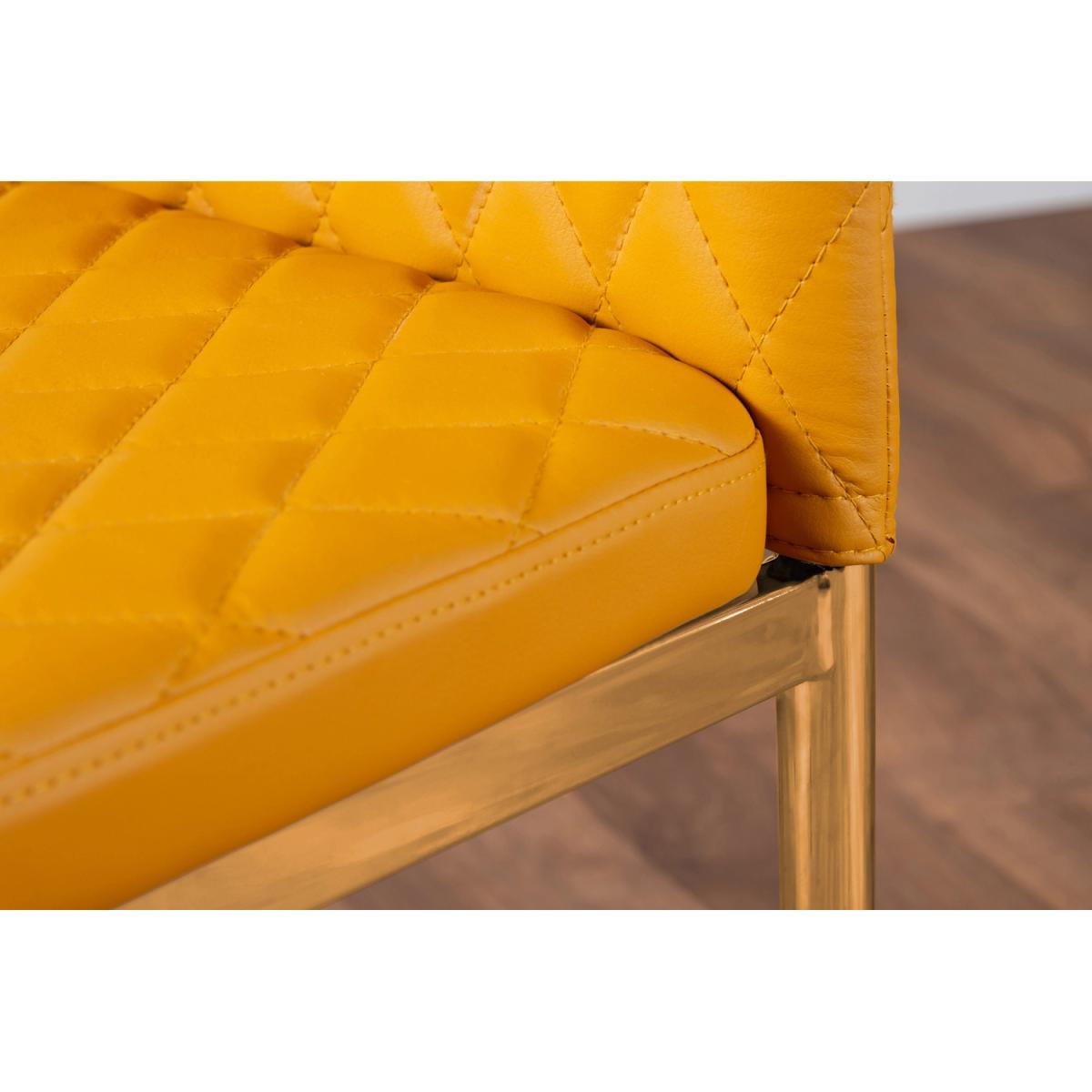 Giovani Round Grey Large 120cm Table  6 Gold Leg Milan Chairs - Mustard – image 6