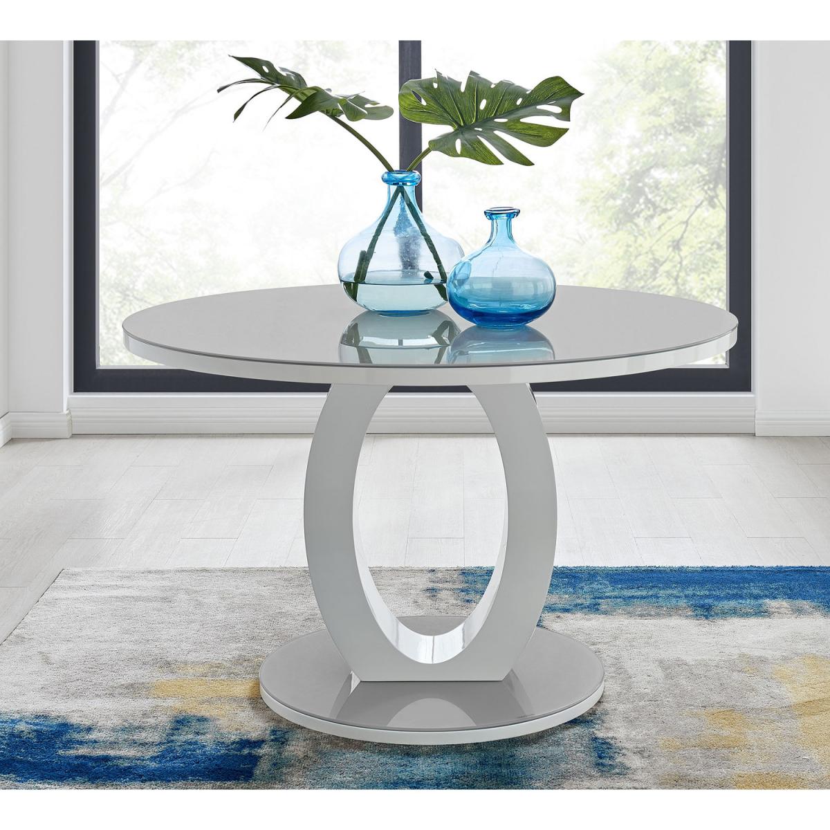 Giovani Round Grey Large 120cm Table  6 Gold Leg Milan Chairs - Mustard – image 9