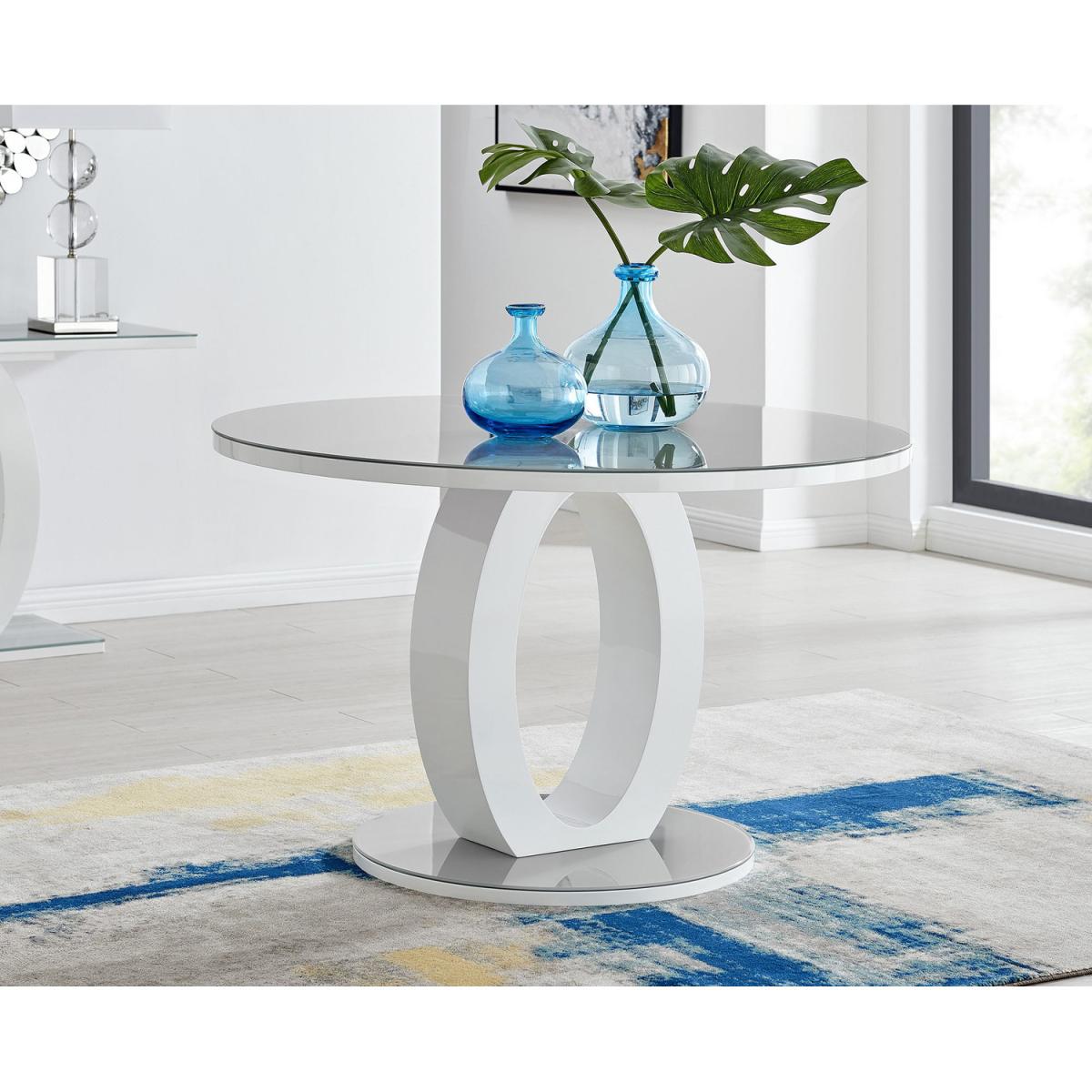Giovani Round Grey Large 120cm Table  6 Gold Leg Milan Chairs - Mustard – image 10