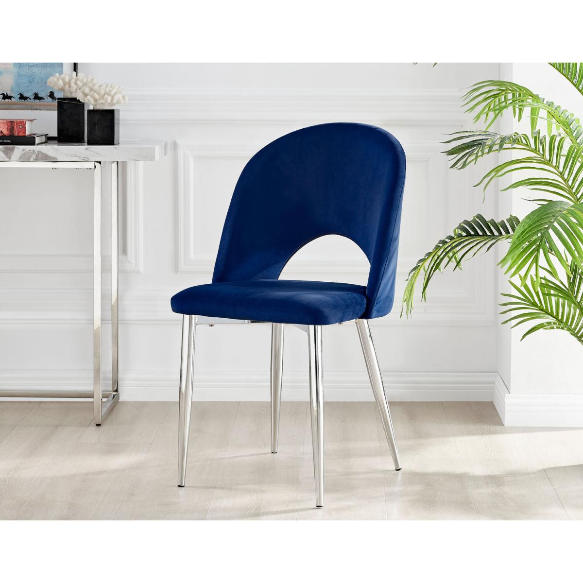 Palma Black High Gloss Round Dining Table and 6 Arlon Silver Leg Chairs - Grey – image 19