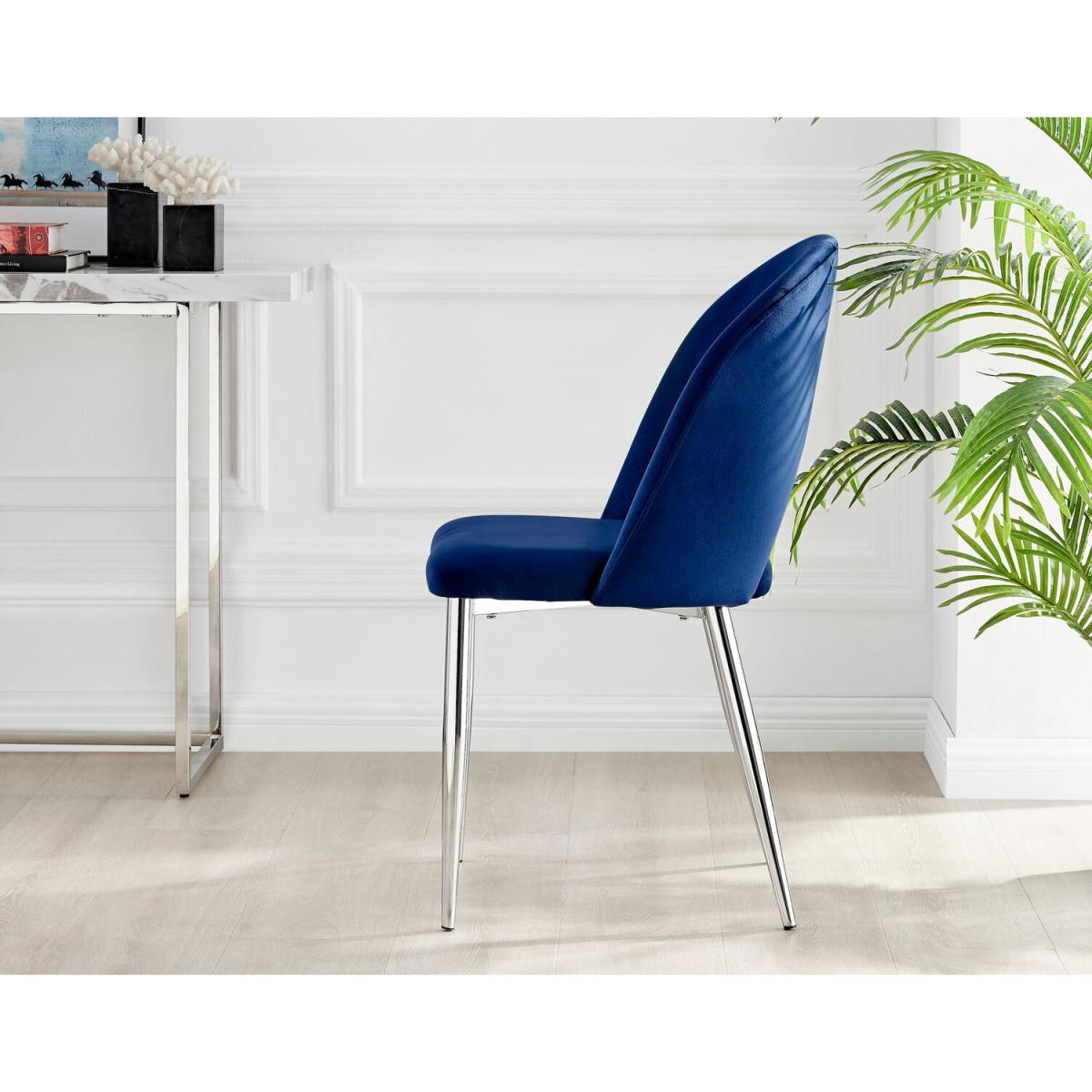 Palma Black High Gloss Round Dining Table and 6 Arlon Silver Leg Chairs - Grey – image 20