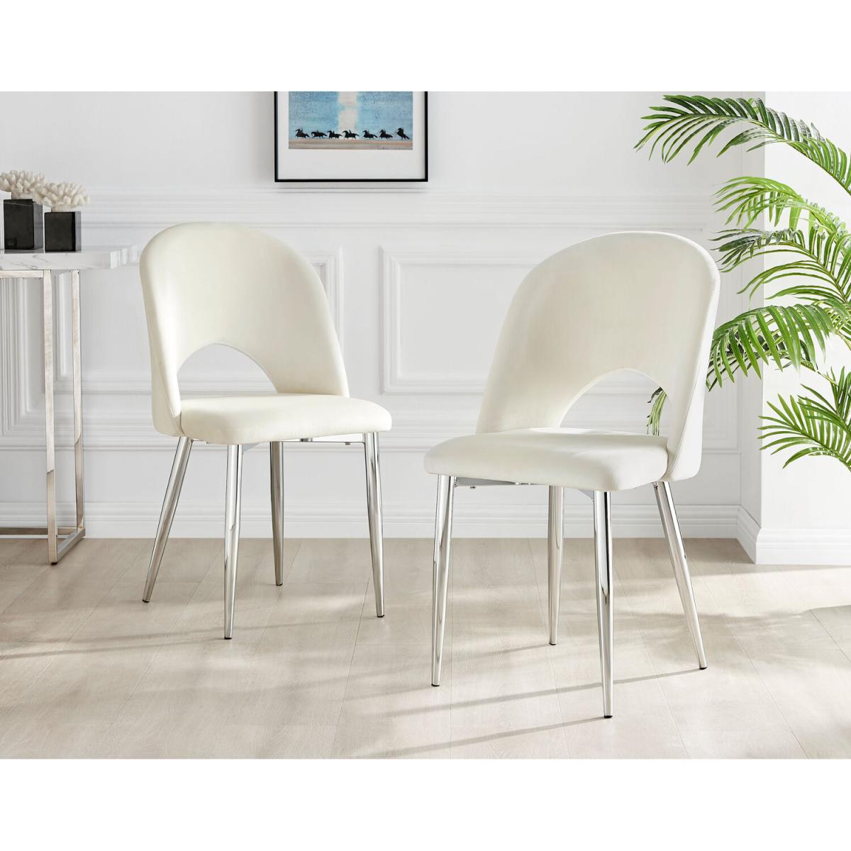 Palma Black High Gloss Round Dining Table and 6 Arlon Silver Leg Chairs - Grey – image 22