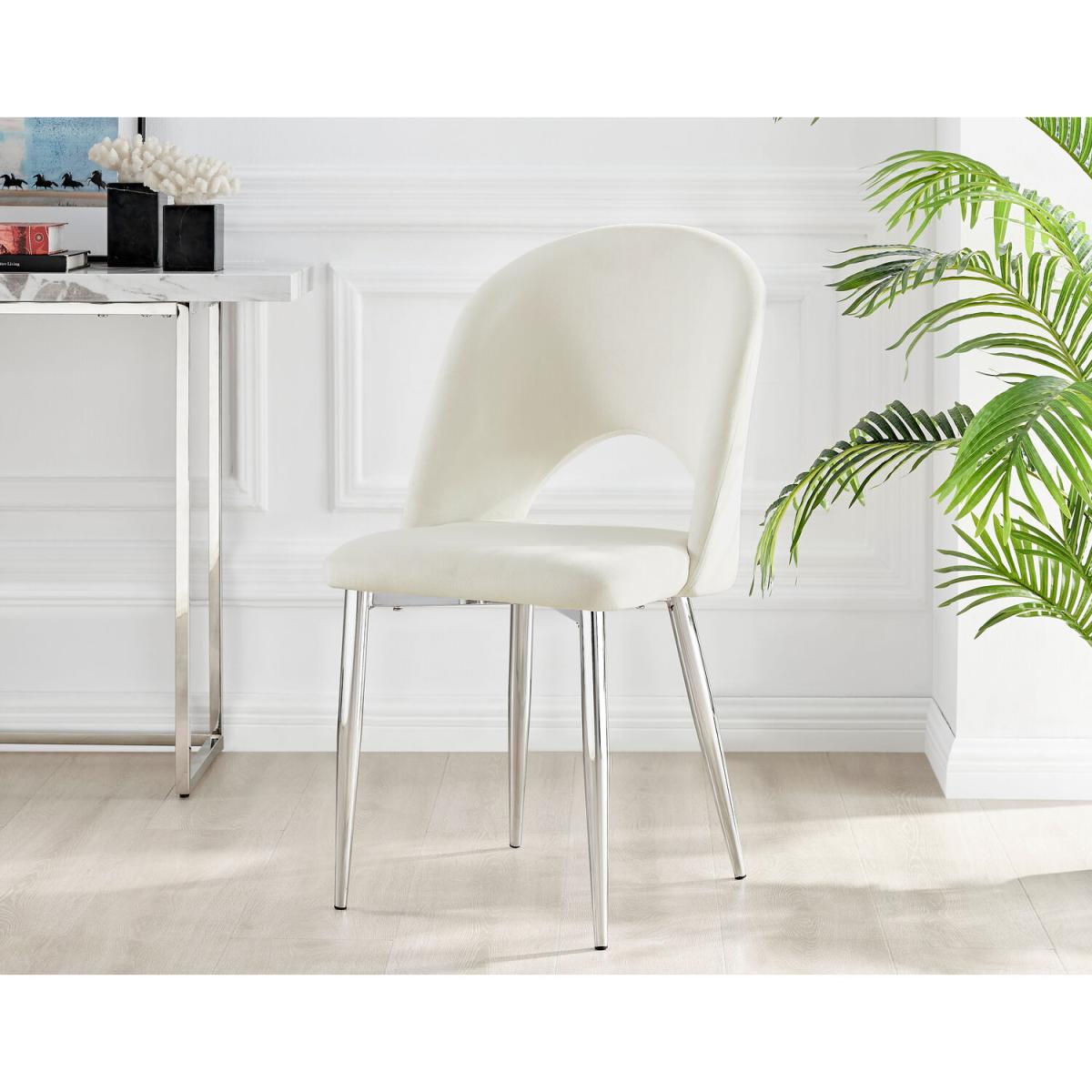 Palma Black High Gloss Round Dining Table and 6 Arlon Silver Leg Chairs - Grey – image 26
