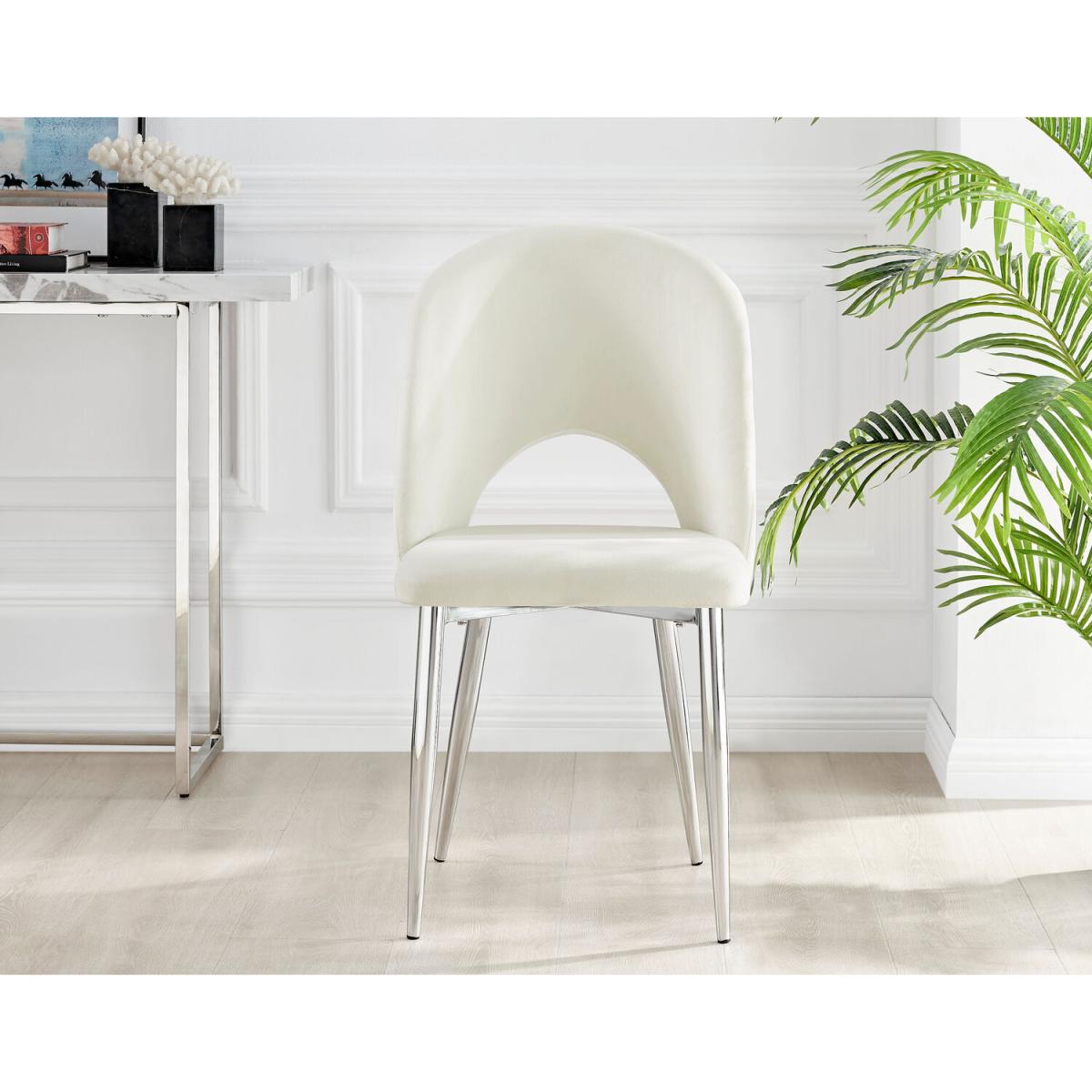 Palma Black High Gloss Round Dining Table and 6 Arlon Silver Leg Chairs - Grey – image 27