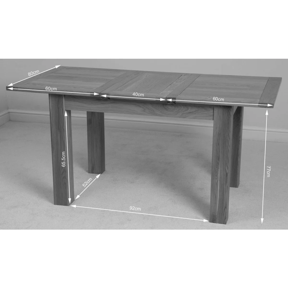 Hampton 120-160cm Oak Extending Dining Table and 4 Yale Chairs - Brown – image 7