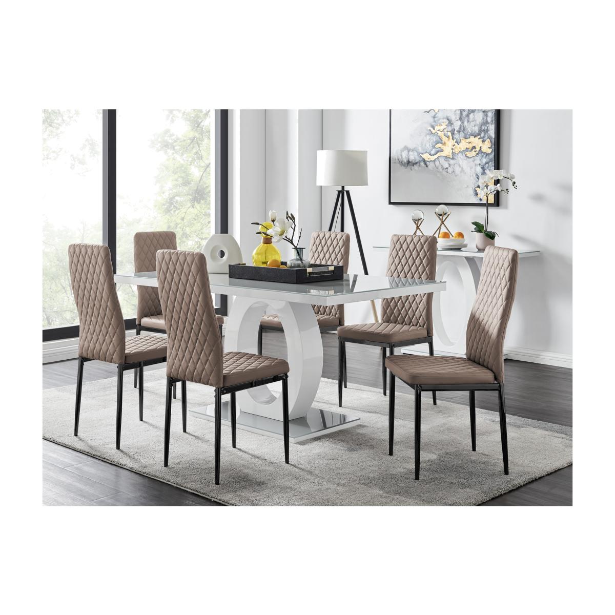 Giovani 6 Grey Dining Table 6 Milan Black Leg Chairs - Yellow – image 1