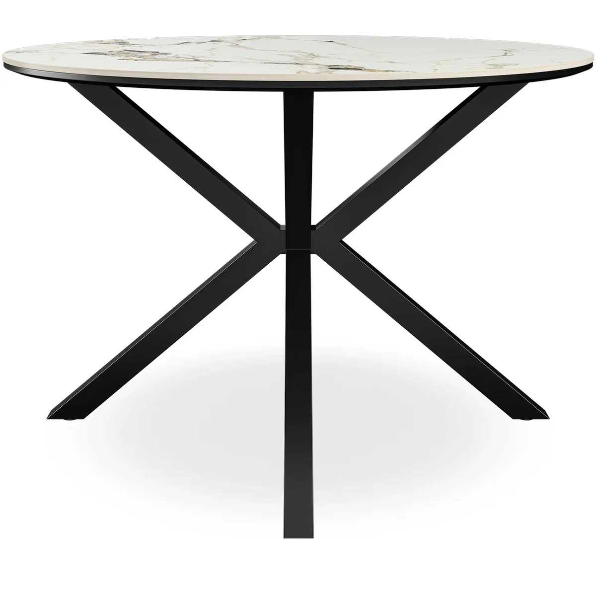 Calne Calcutta Gold Ceramic Round Dining Table With 4 Anika Velvet Chairs - Black – image 4