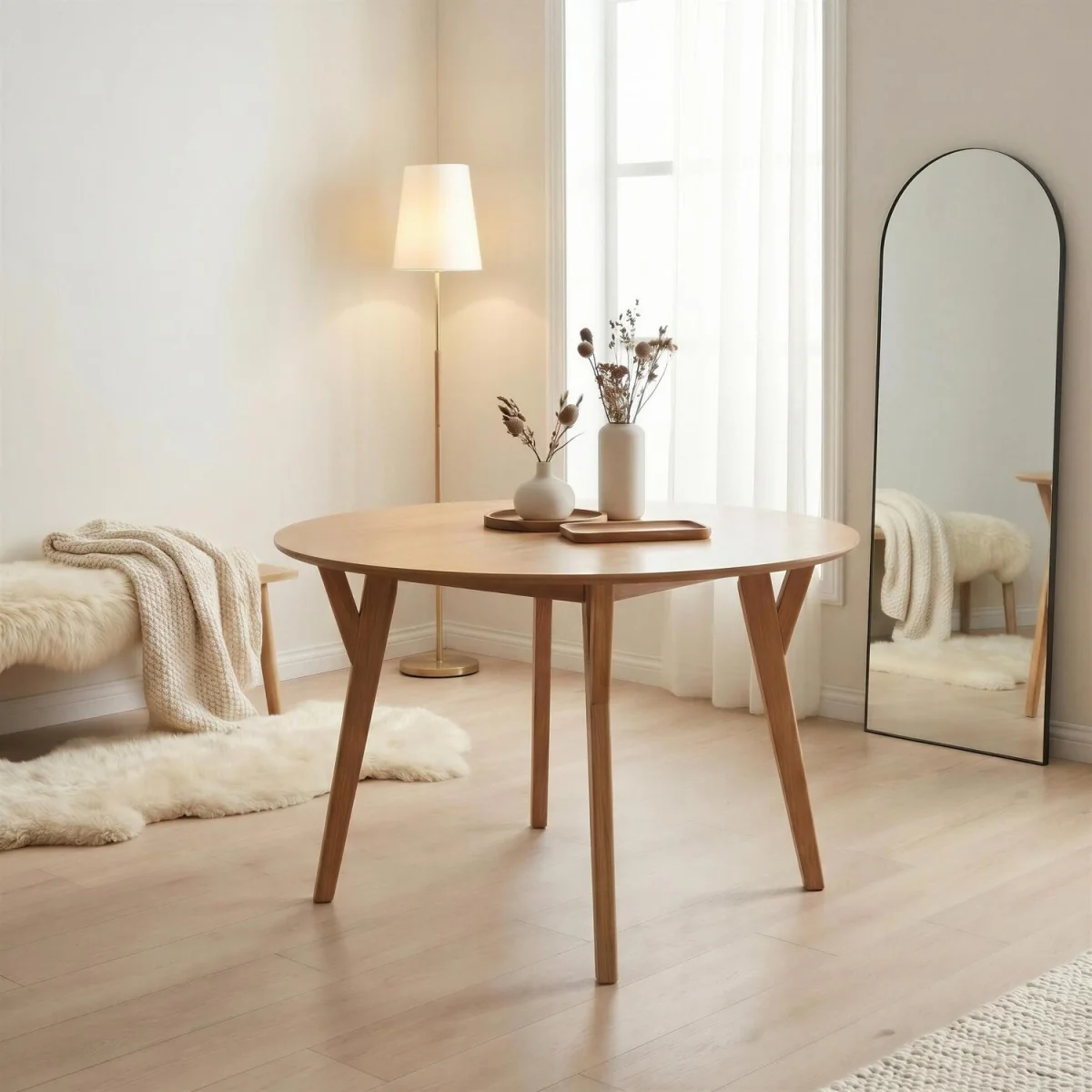 Lynton Walnut Effect Round Wood Dining Table 4 Lynton Chairs - Walnut – image 8