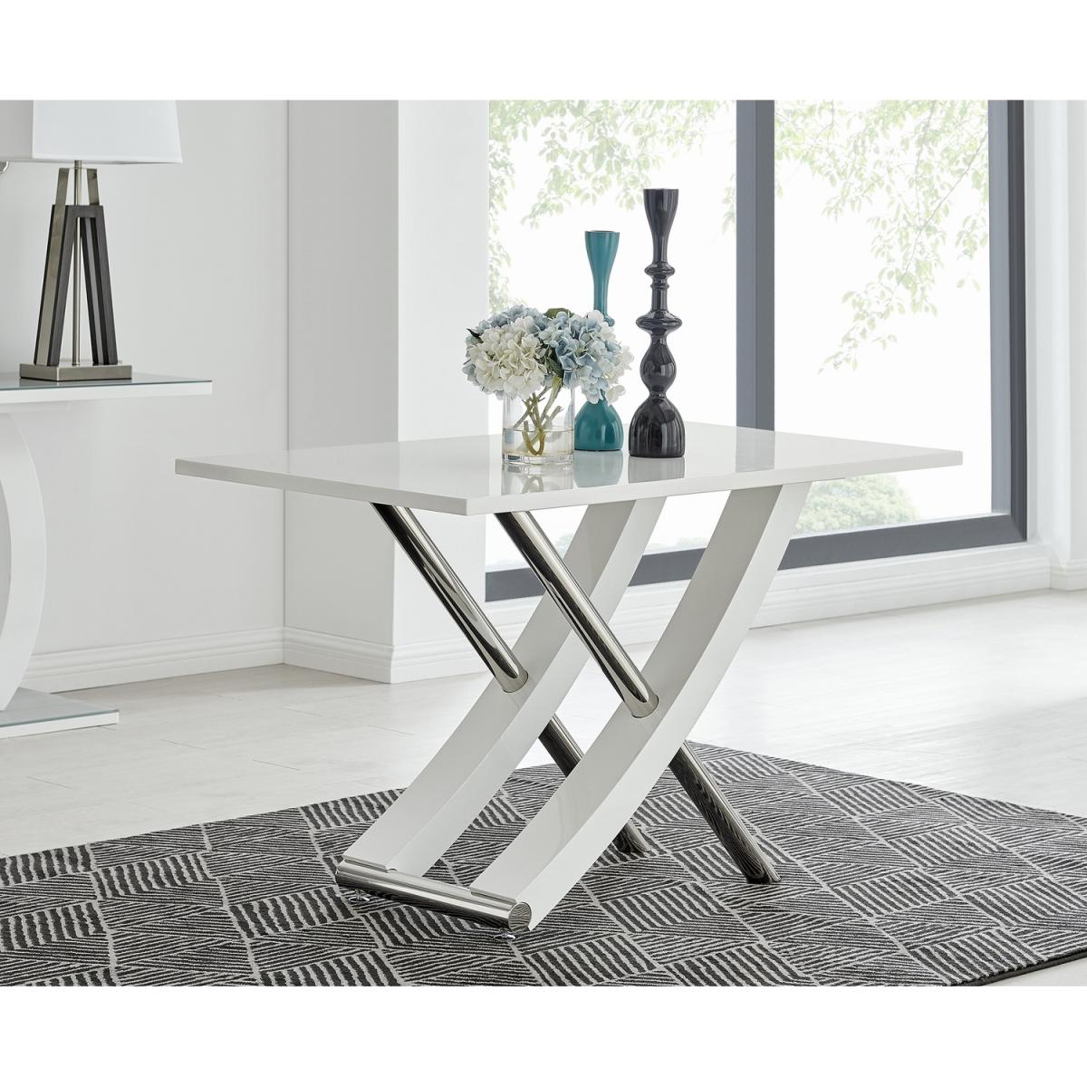 Mayfair 4 White Dining Table  4 Pesaro Black Leg Chairs - Grey – image 8