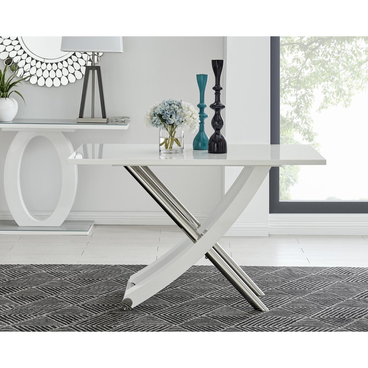 Mayfair 4 White Dining Table  4 Pesaro Black Leg Chairs - Grey – image 9