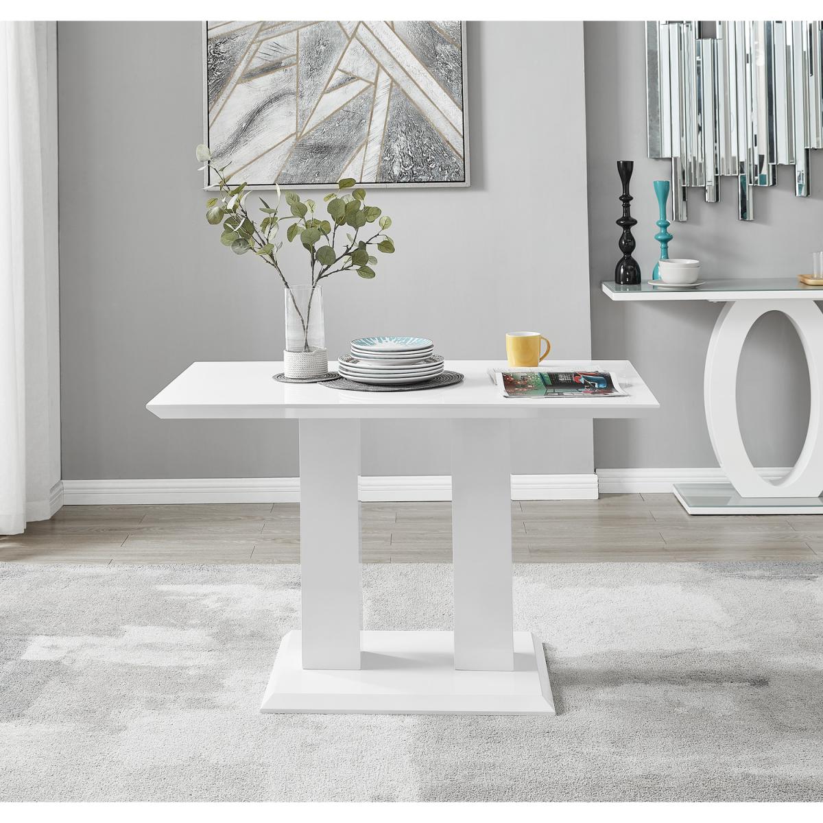 Imperia 4 Modern White High Gloss Dining Table and 4 Murano Chairs Set - Grey – image 2