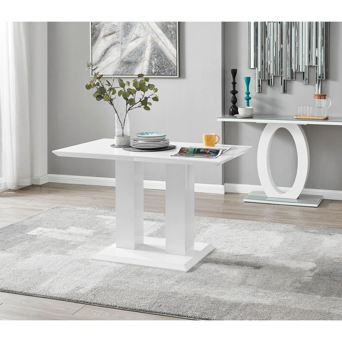 Imperia 4 Modern White High Gloss Dining Table and 4 Murano Chairs Set - Grey – image 17