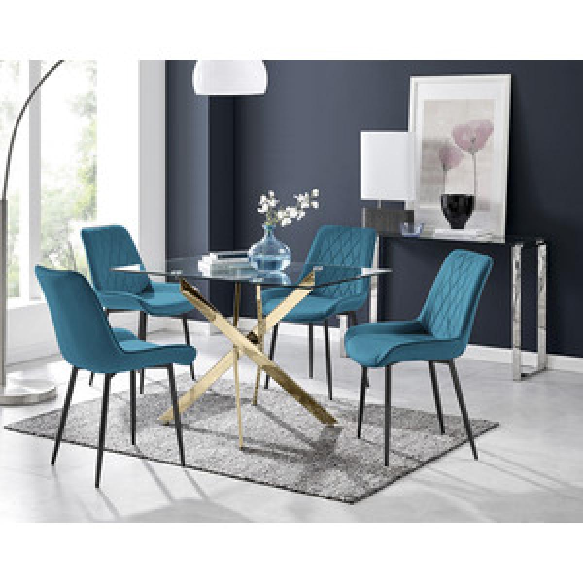 Leonardo Dining Table and 4 Pesaro Black Leg Chairs - Green – image 15